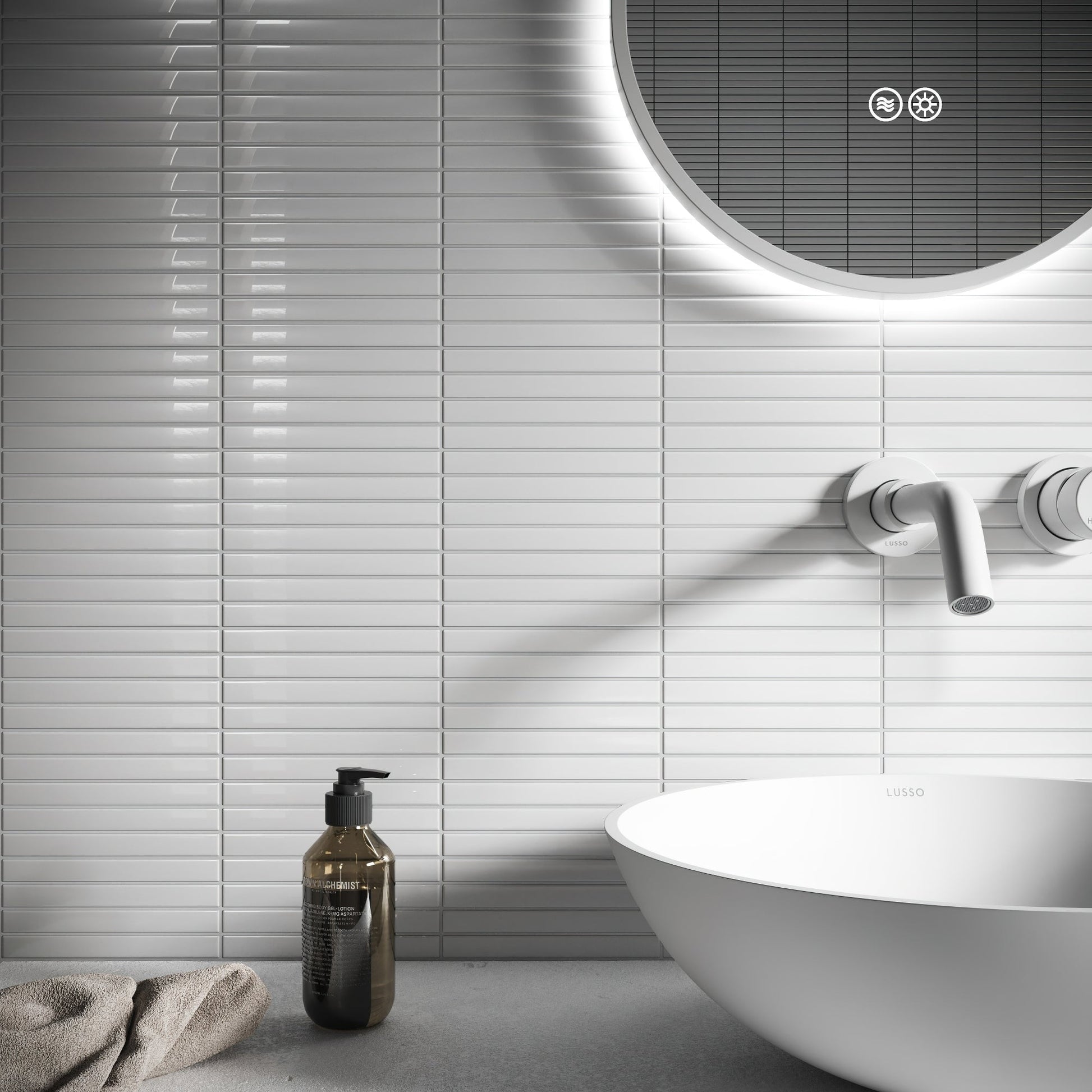 Linear Mosaic Snow Pearl White Glazed Porcelain Wall Tile