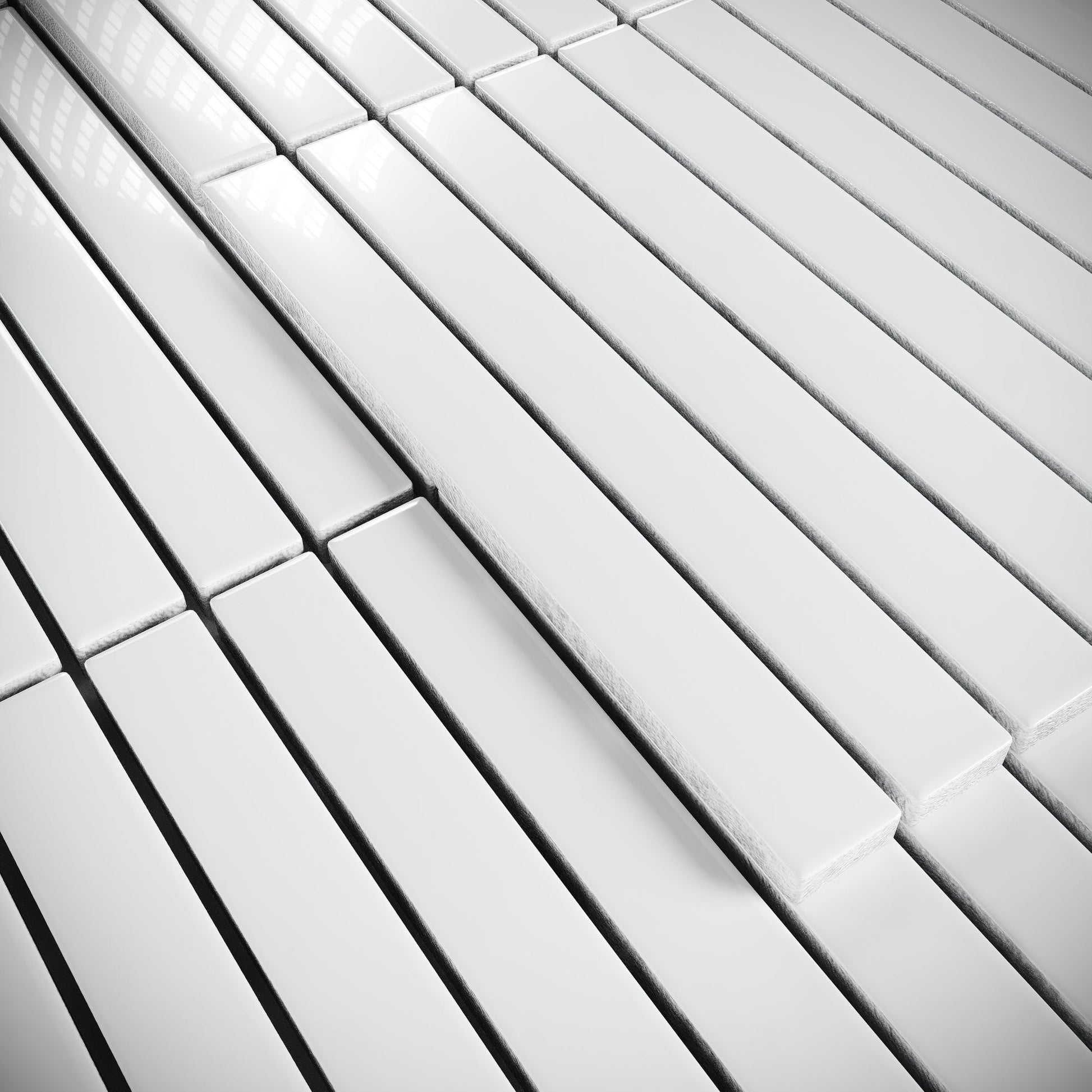 Linear Mosaic Snow Pearl White Glazed Porcelain Wall Tile