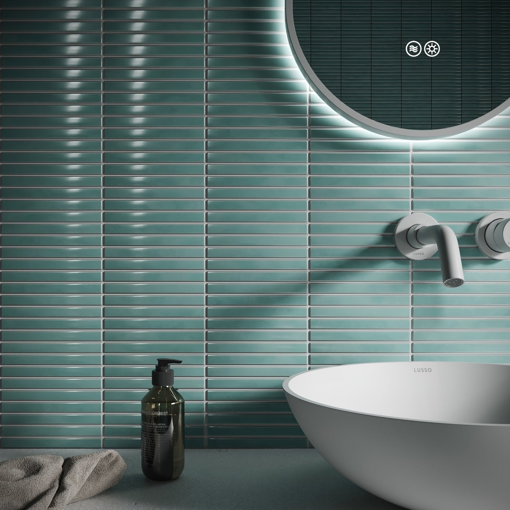 Linear Mosaic Tiffany Blue Glazed Porcelain Wall Tile