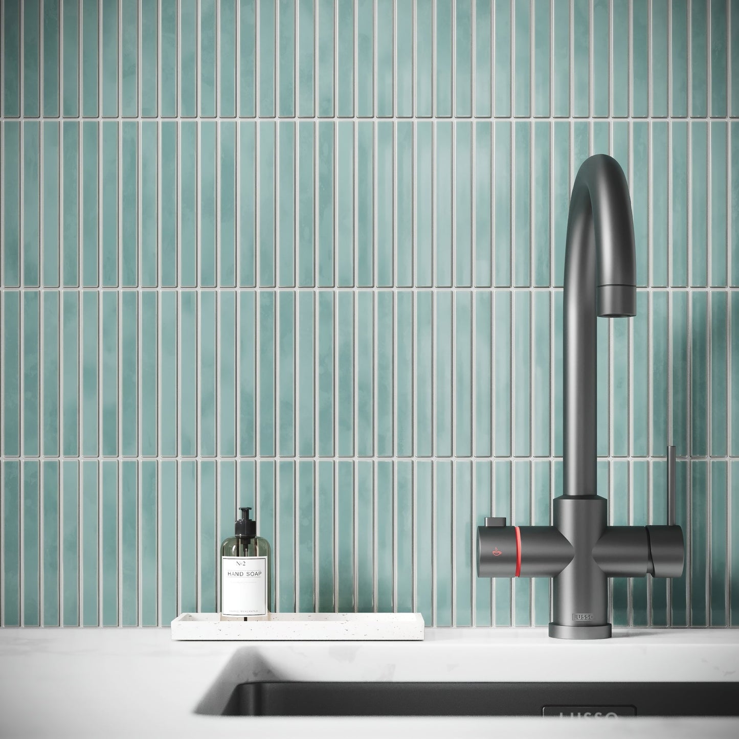 Linear Mosaic Tiffany Blue Glazed Porcelain Wall Tile