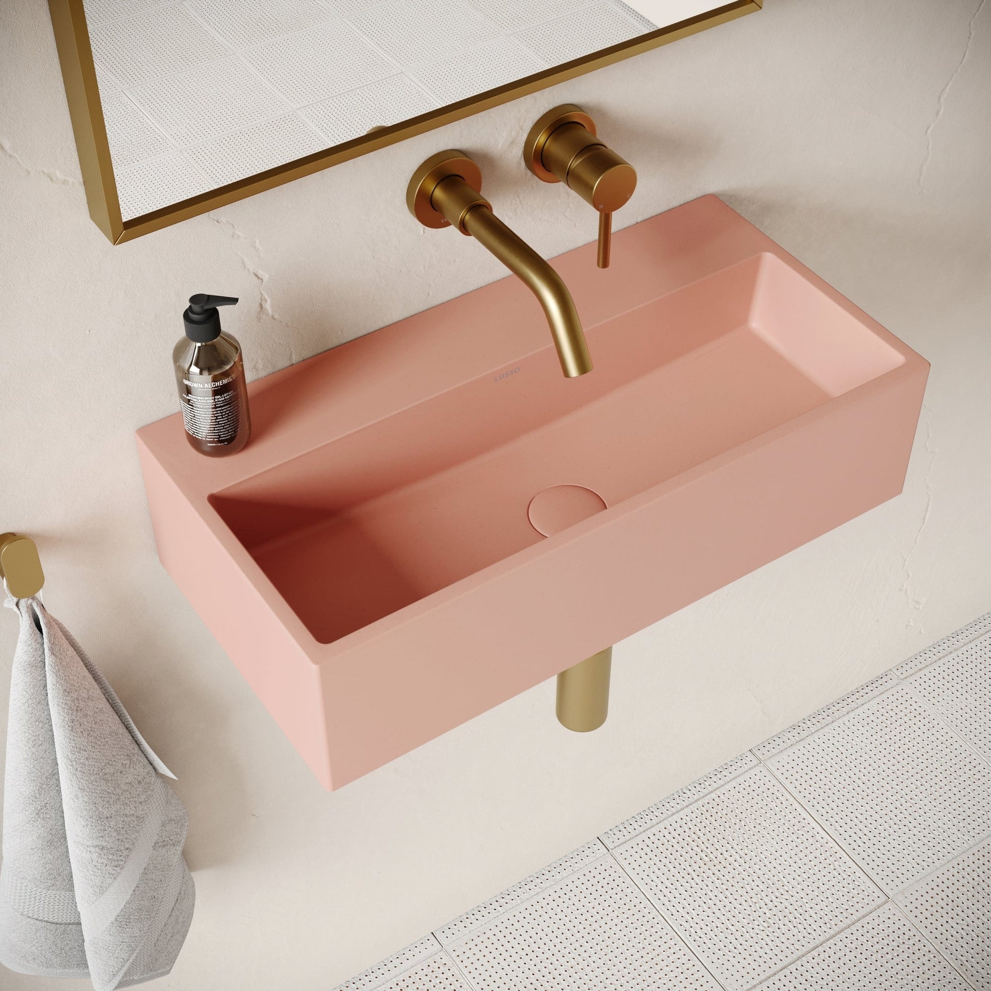 Lineare Blush Concrete Wall Hung Basin 600mm