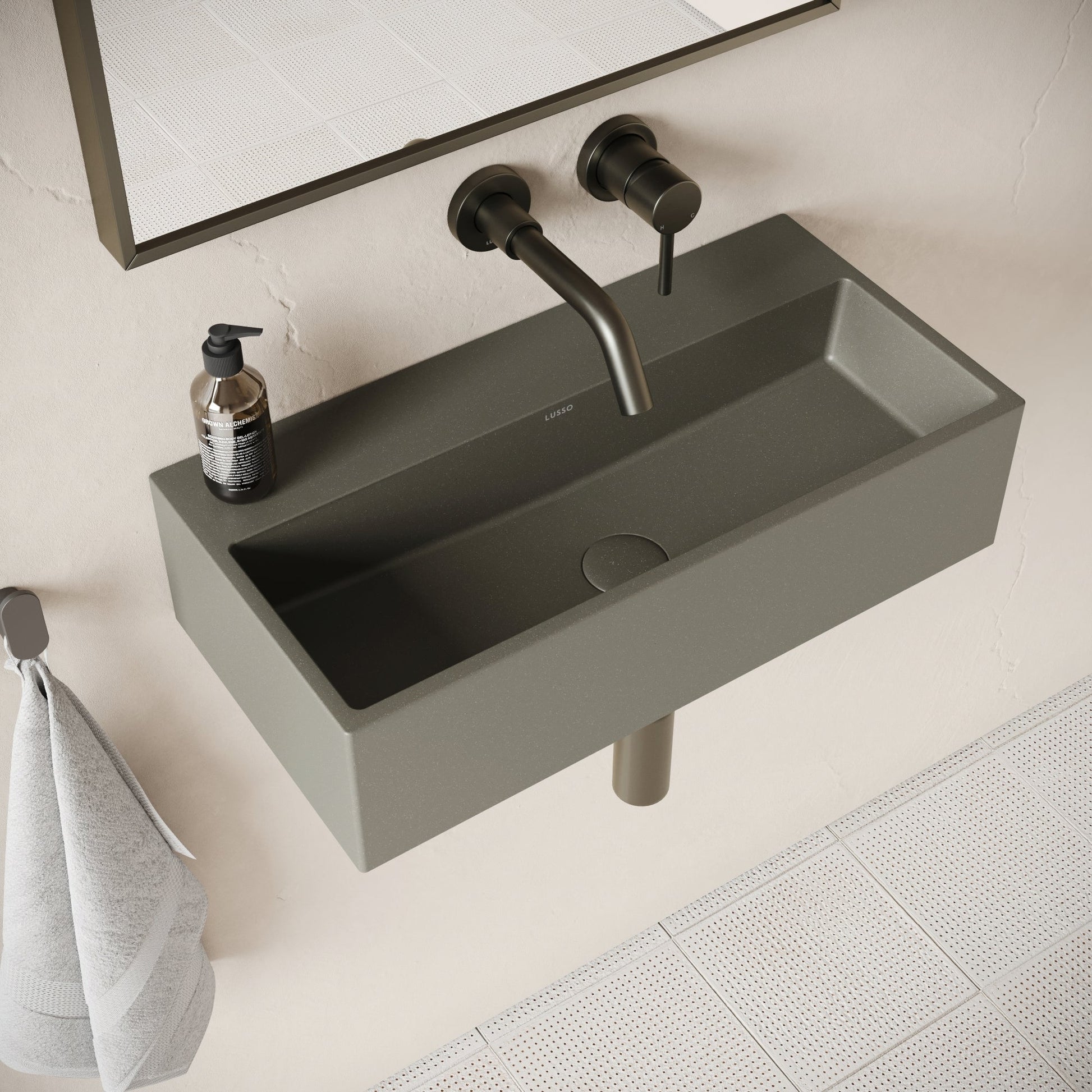 Lineare Oyster Concrete Wall Hung Basin 600mm