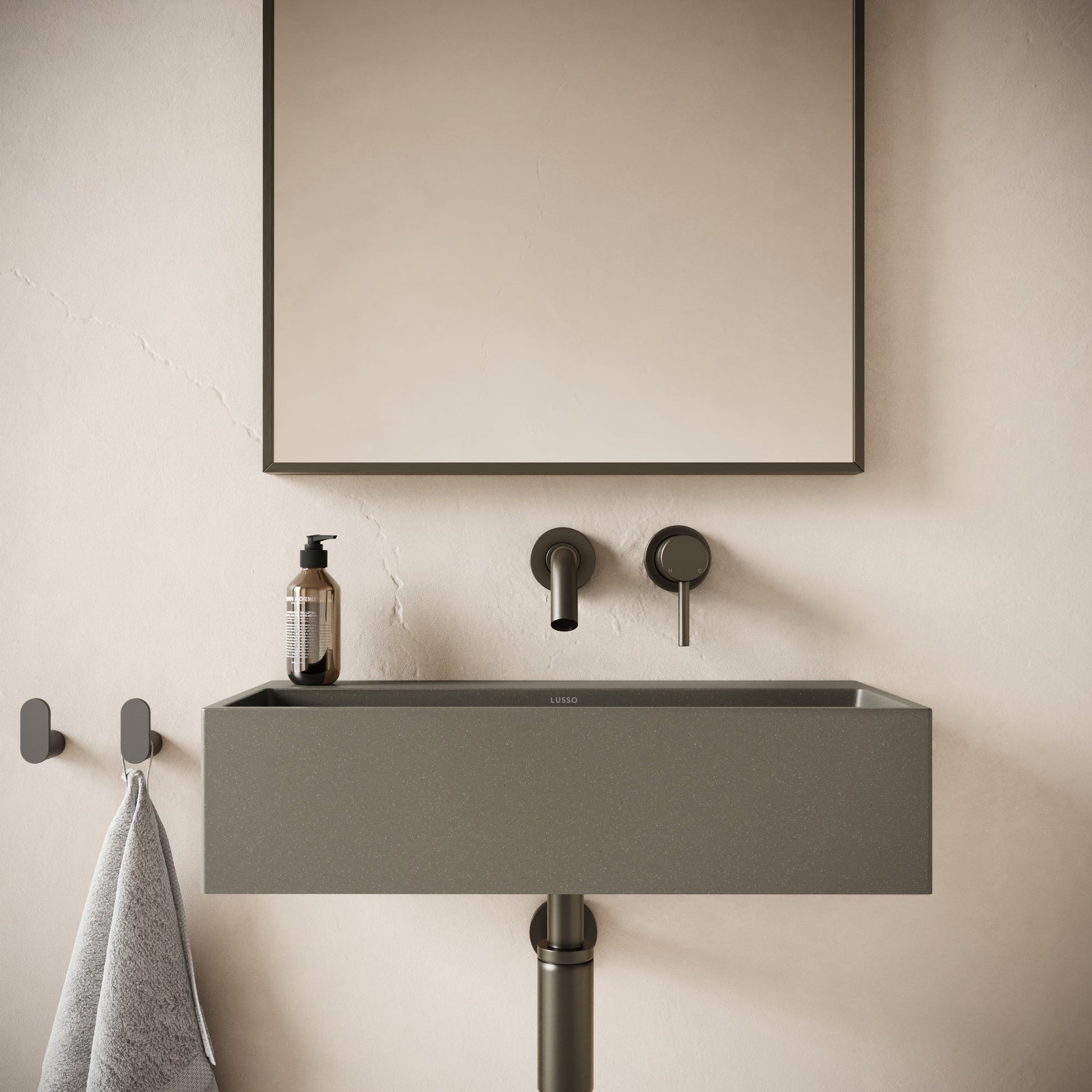 Lineare Oyster Concrete Wall Hung Basin 600mm