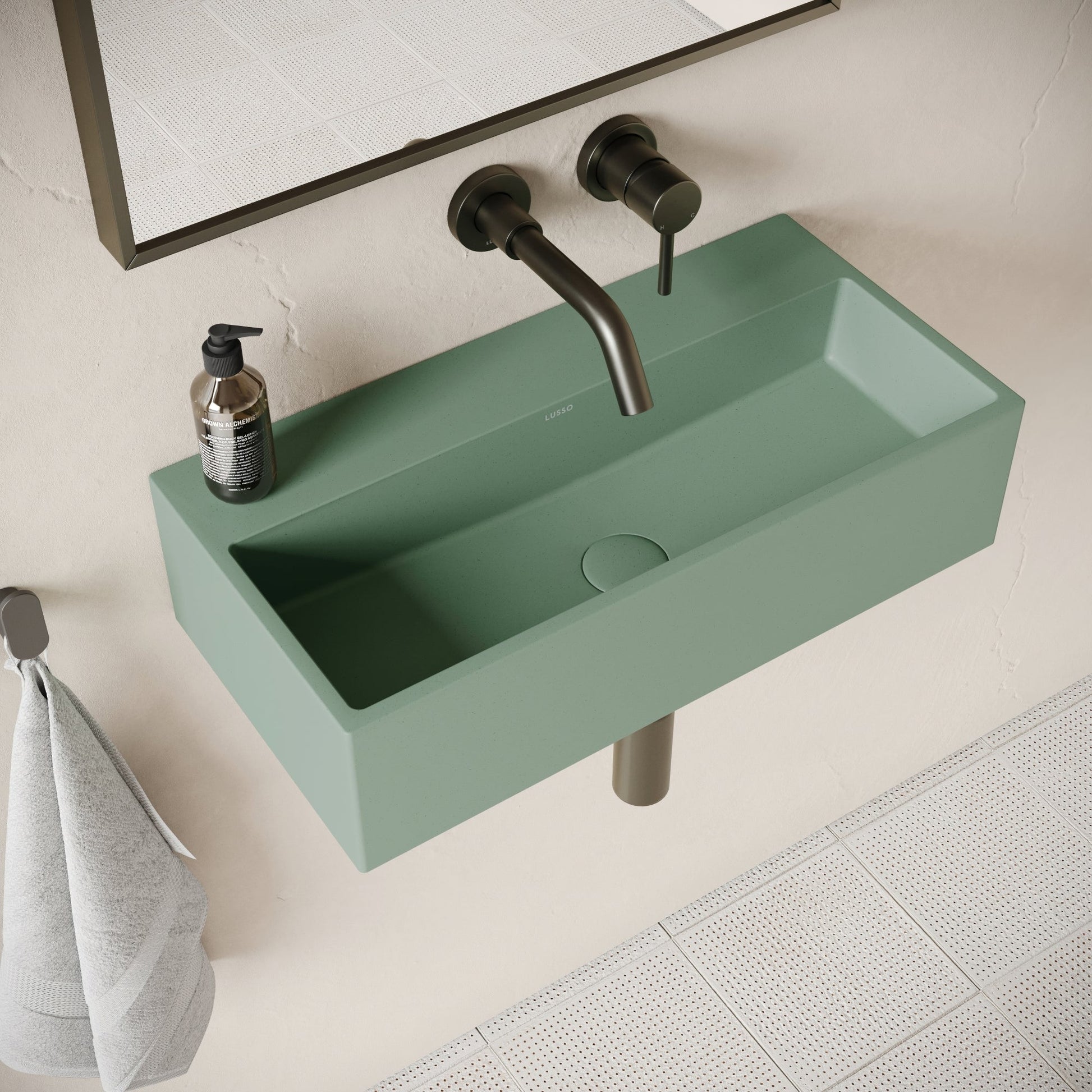Lineare Seafoam Concrete Wall Hung Basin 600mm