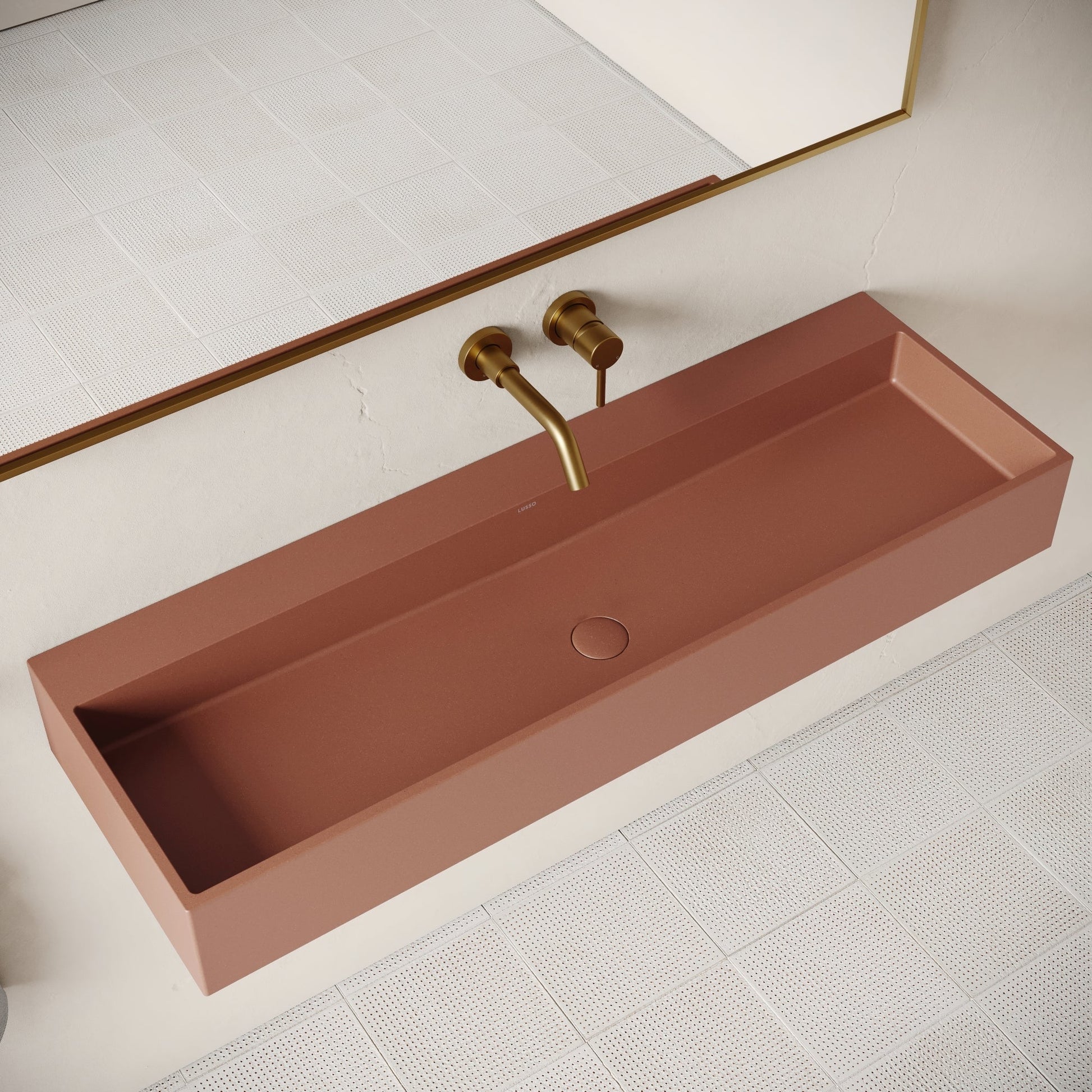 Lineare Terracotta Concrete Wall Hung Basin 1200mm