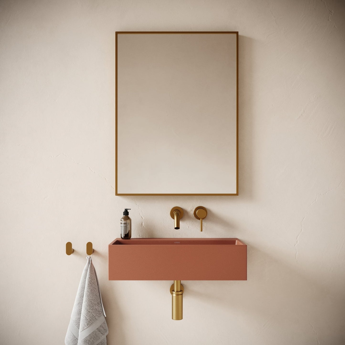 Lineare Terracotta Concrete Wall Hung Basin 600mm