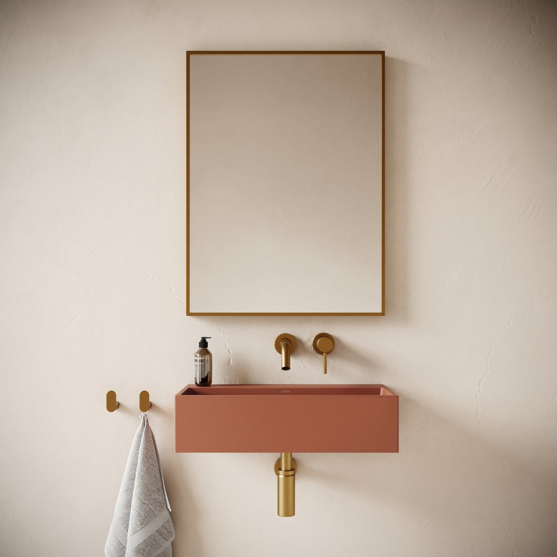 Lineare Terracotta Concrete Wall Hung Basin 600mm