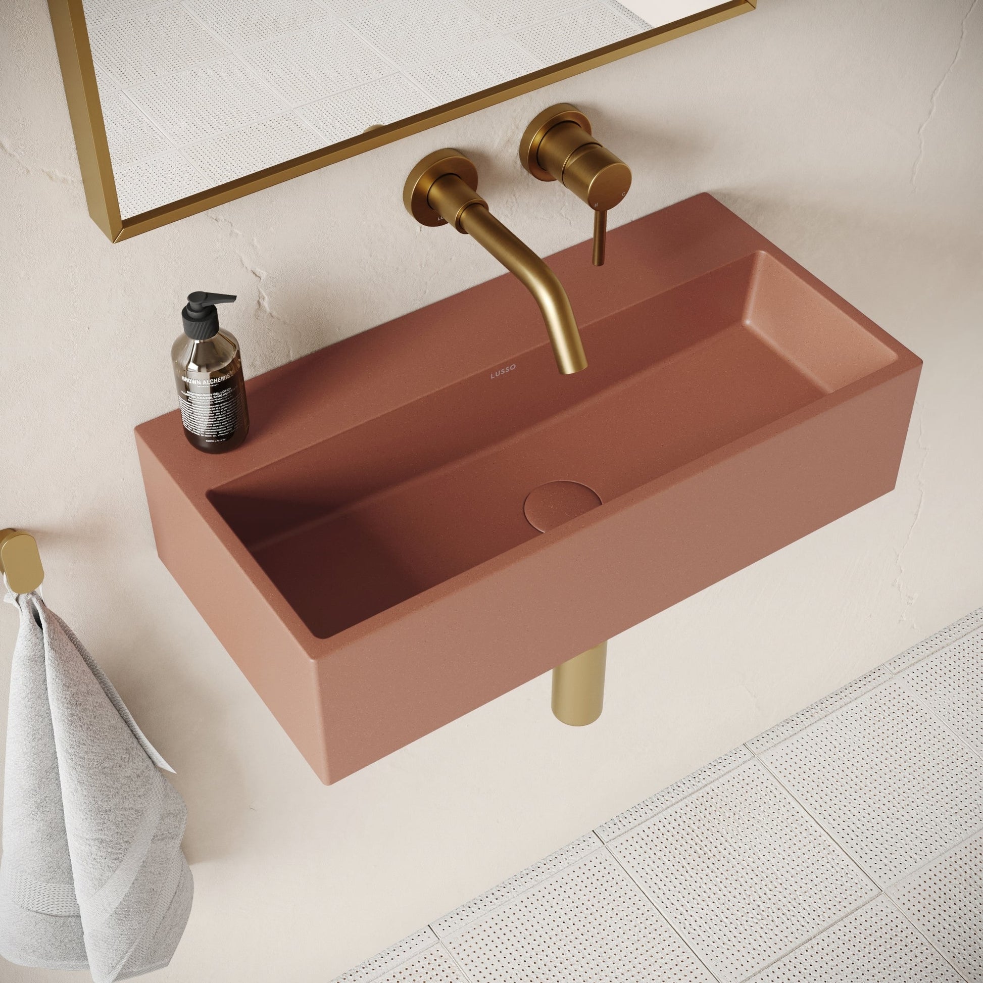 Lineare Terracotta Concrete Wall Hung Basin 600mm