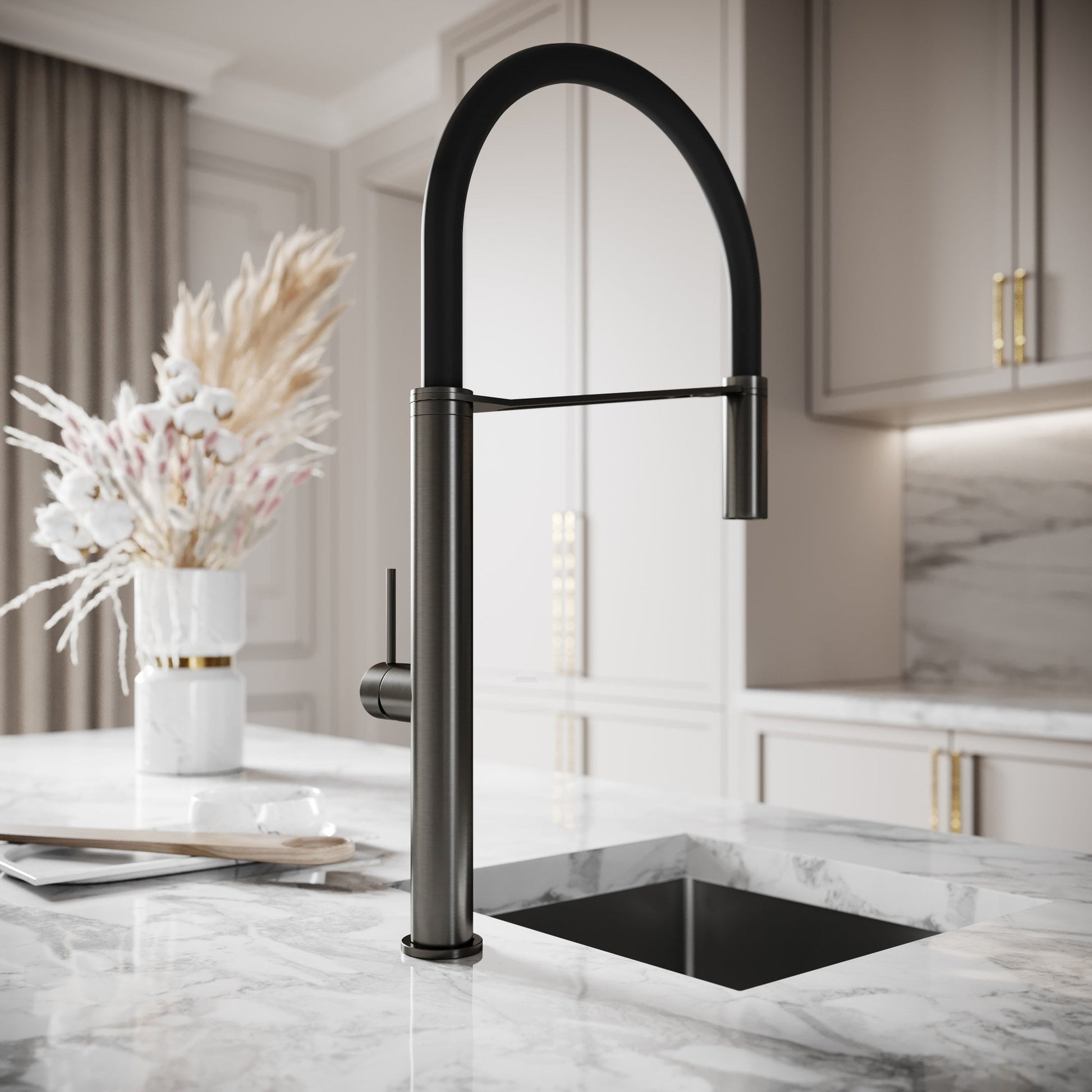 Livello Pull Out Kitchen Mixer Tap Gunmetal