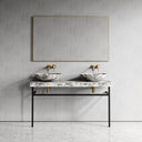 Lomazzo Arabescato Marble Countertop Matte Black Vanity Unit 1400mm