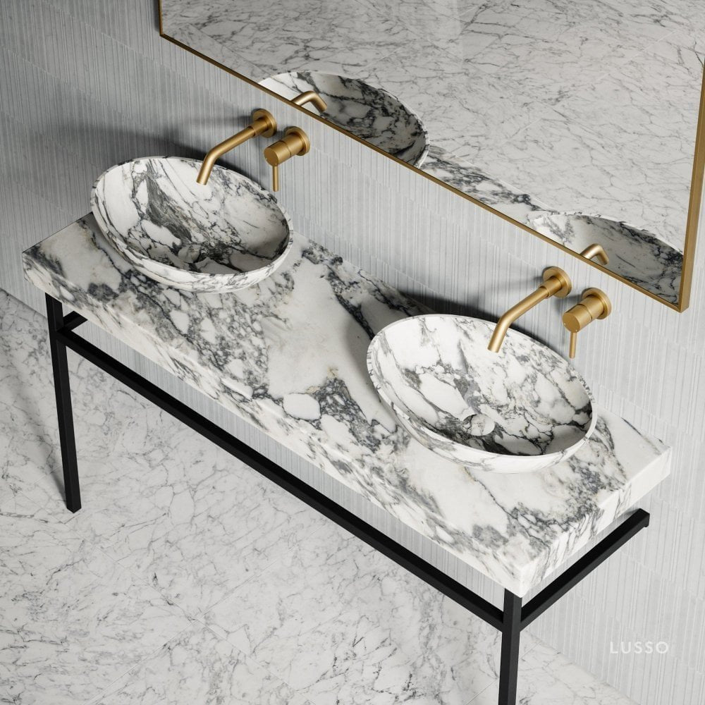 Lomazzo Arabescato Marble Countertop Vanity Unit 1400mm
