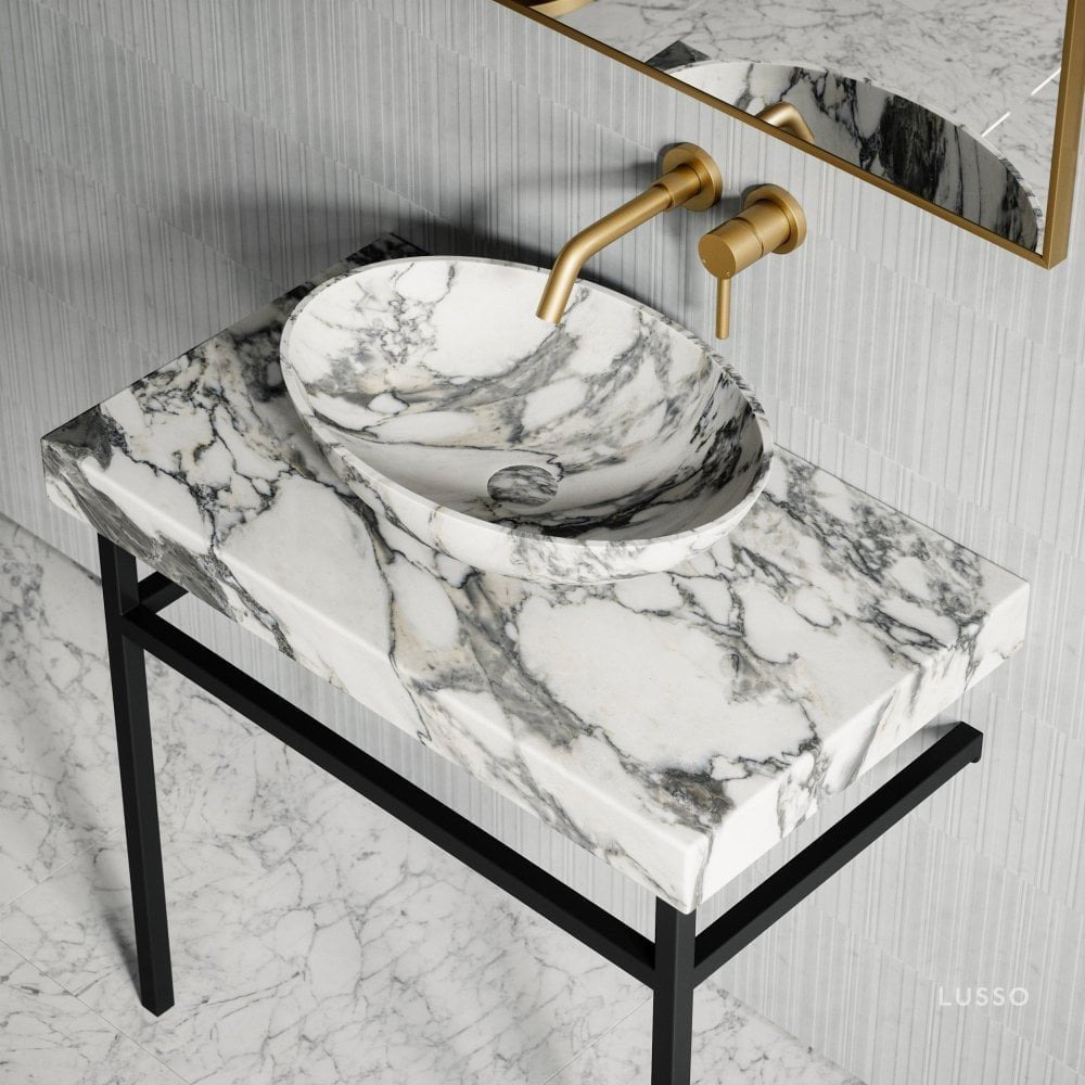 Lomazzo Arabescato Marble Countertop Vanity Unit 800mm