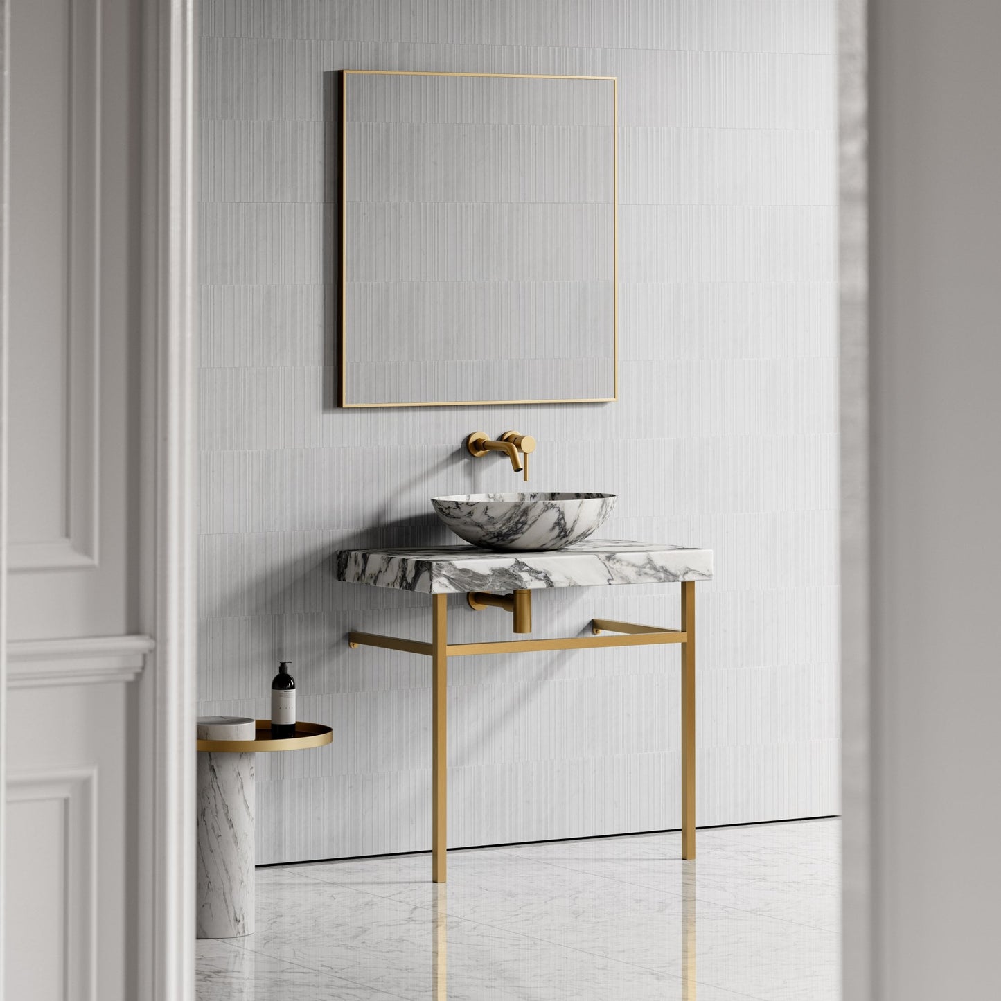 Lomazzo Arabescato Marble Countertop Vanity Unit 800mm