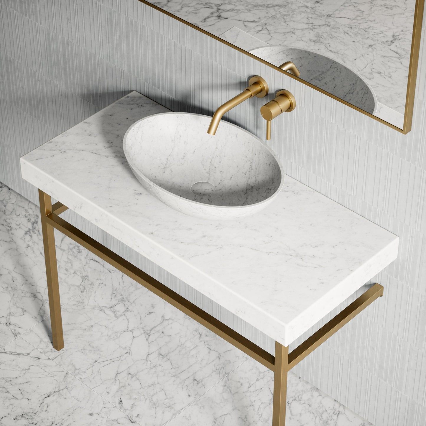 Lomazzo Carrara Marble Countertop Vanity Unit 1000mm