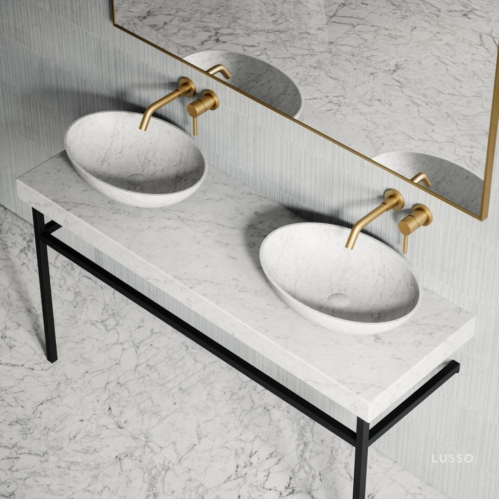 Lomazzo Carrara Marble Countertop Vanity Unit 1400mm
