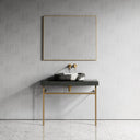 Lomazzo Panda Marble Countertop Brushed Gold Vanity Unit 1000mm