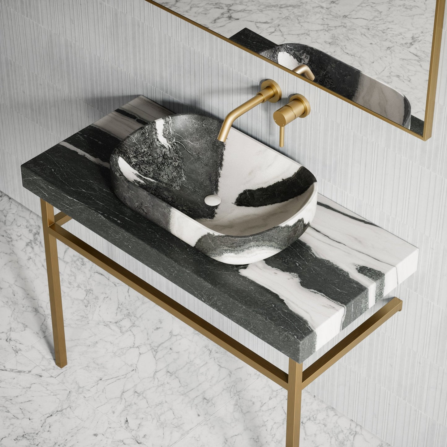 Lomazzo Panda Marble Countertop Vanity Unit 1000mm