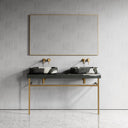 Lomazzo Panda Marble Countertop Brushed Gold Vanity Unit 1400mm