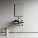 Lomazzo Panda Marble Countertop Brushed Gold Vanity Unit 600mm
