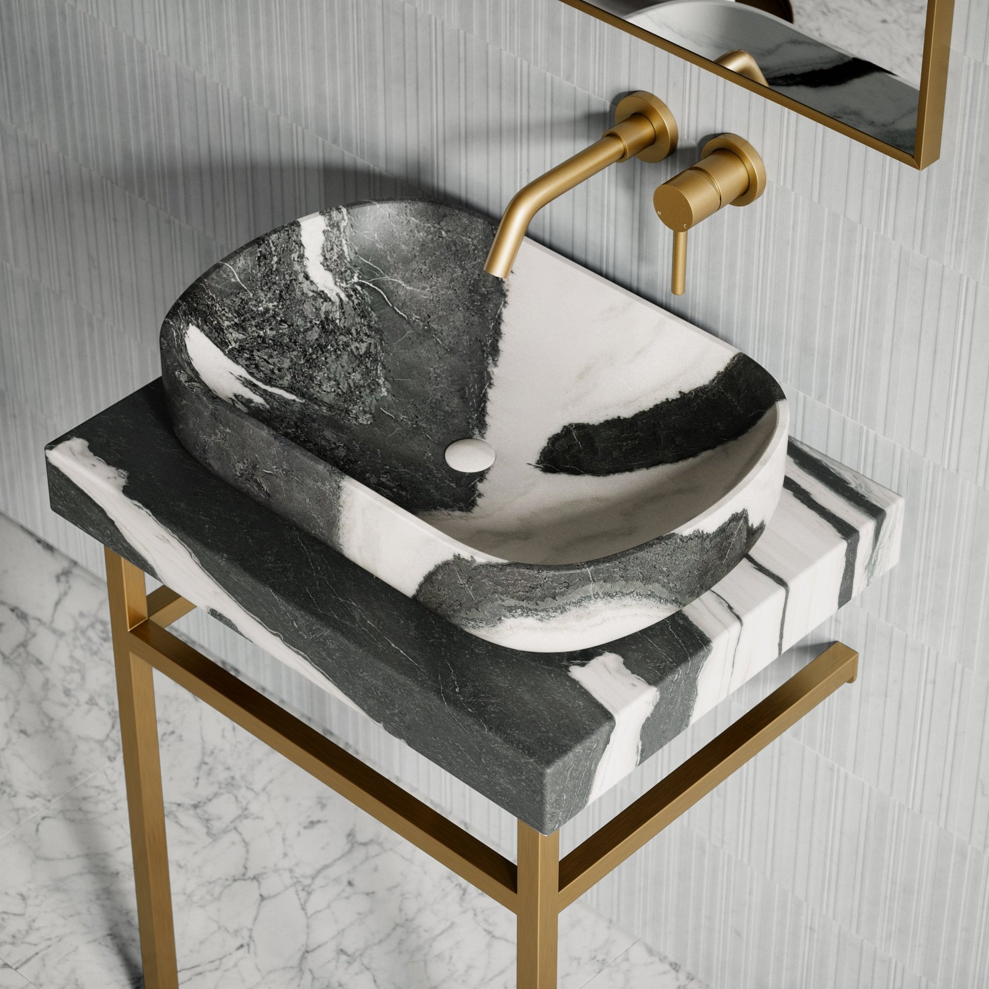 Lomazzo Panda Marble Countertop Vanity Unit 600mm