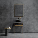 Lomazzo Pietra Grey Marble Countertop Brushed Gold Vanity Unit 600mm