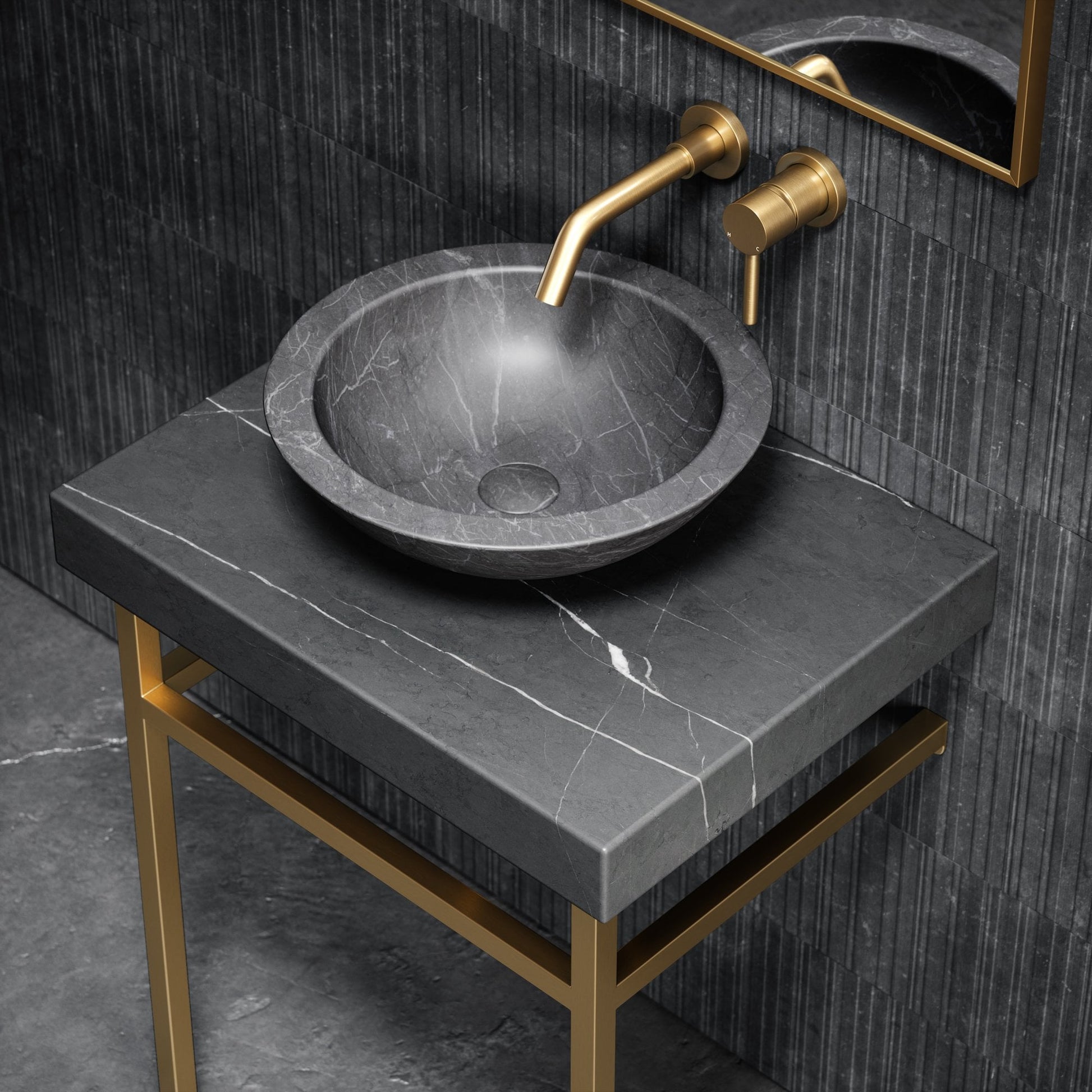 Lomazzo Pietra Grey Marble Countertop Vanity Unit 600mm