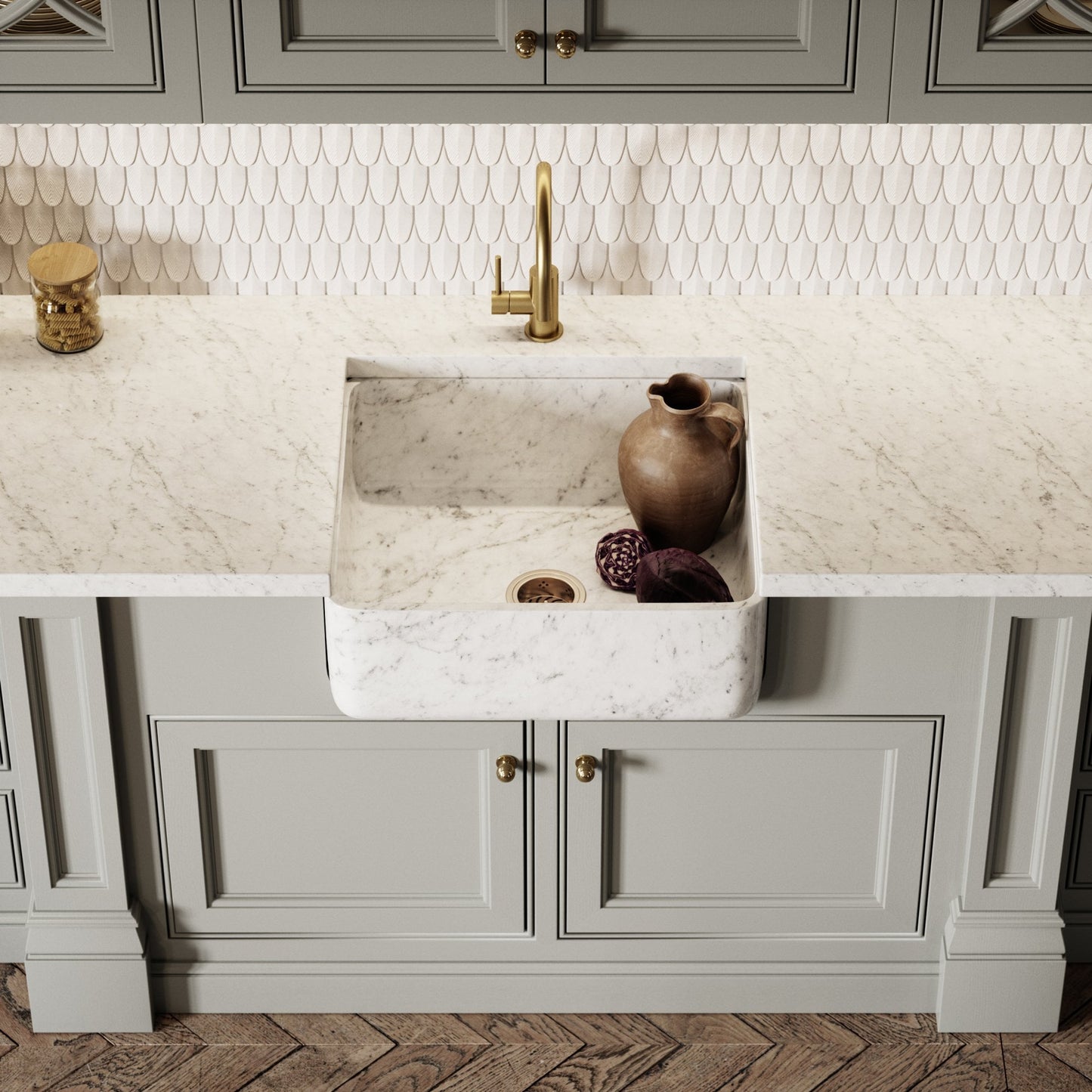 Louis Carrara Belfast Marble Polished Kitchen Sink 600mm