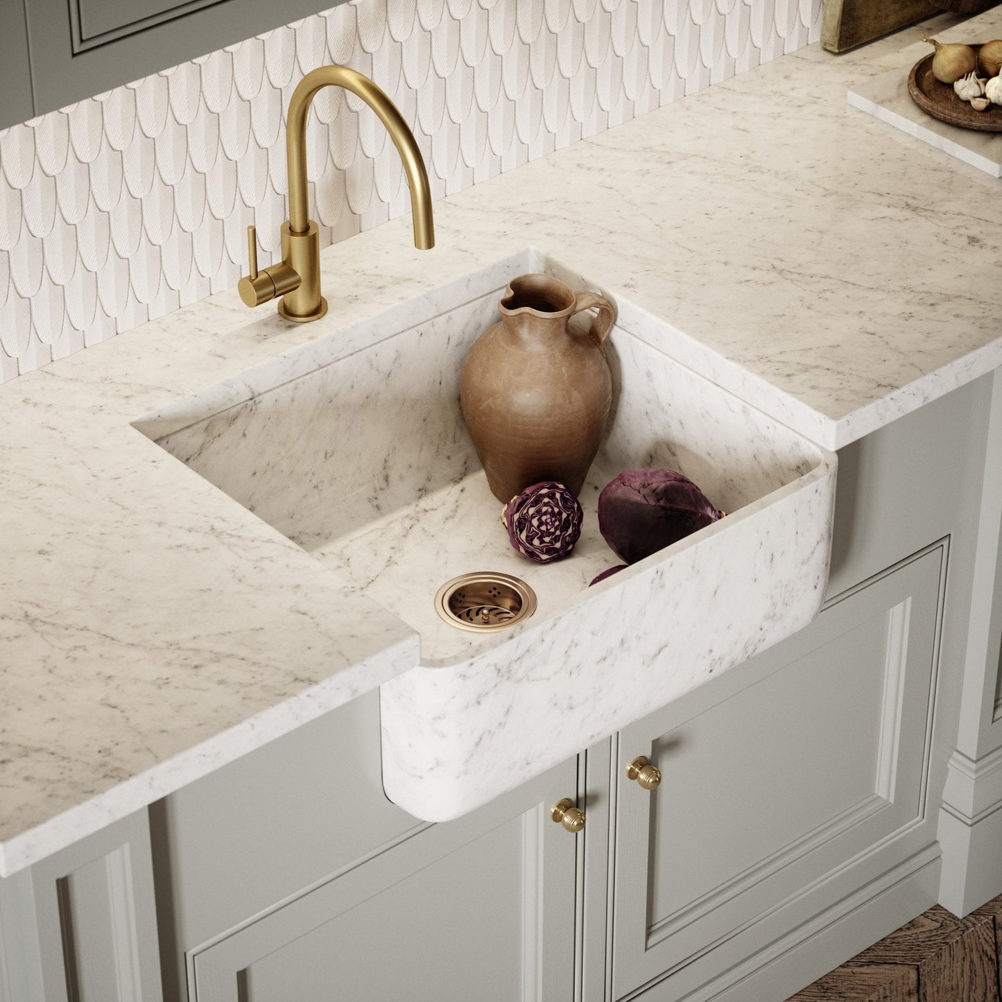 Louis Carrara Belfast Marble Polished Kitchen Sink 600mm