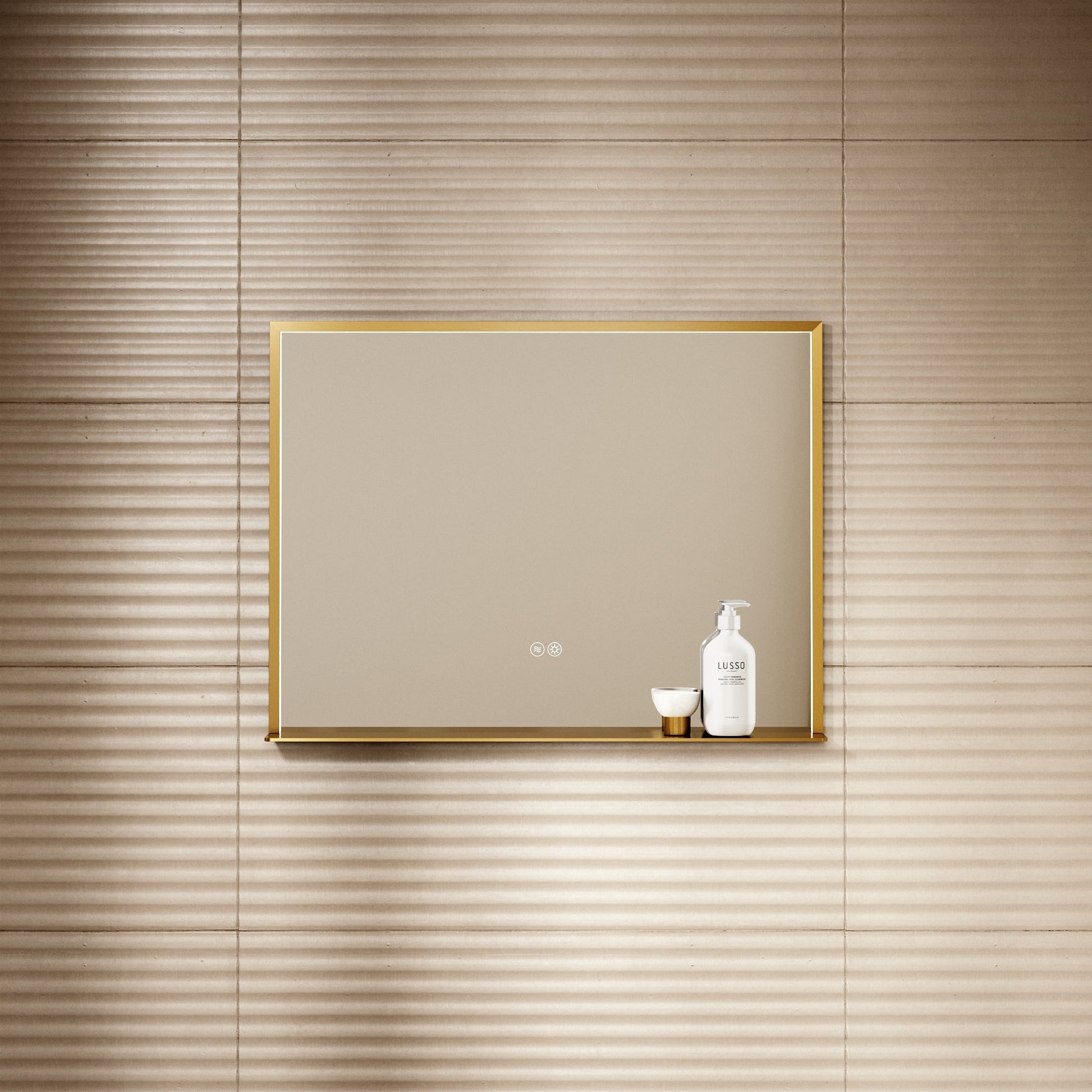 Lumiere Brushed Gold Mirror With Natural White LED light and Demister 600mm