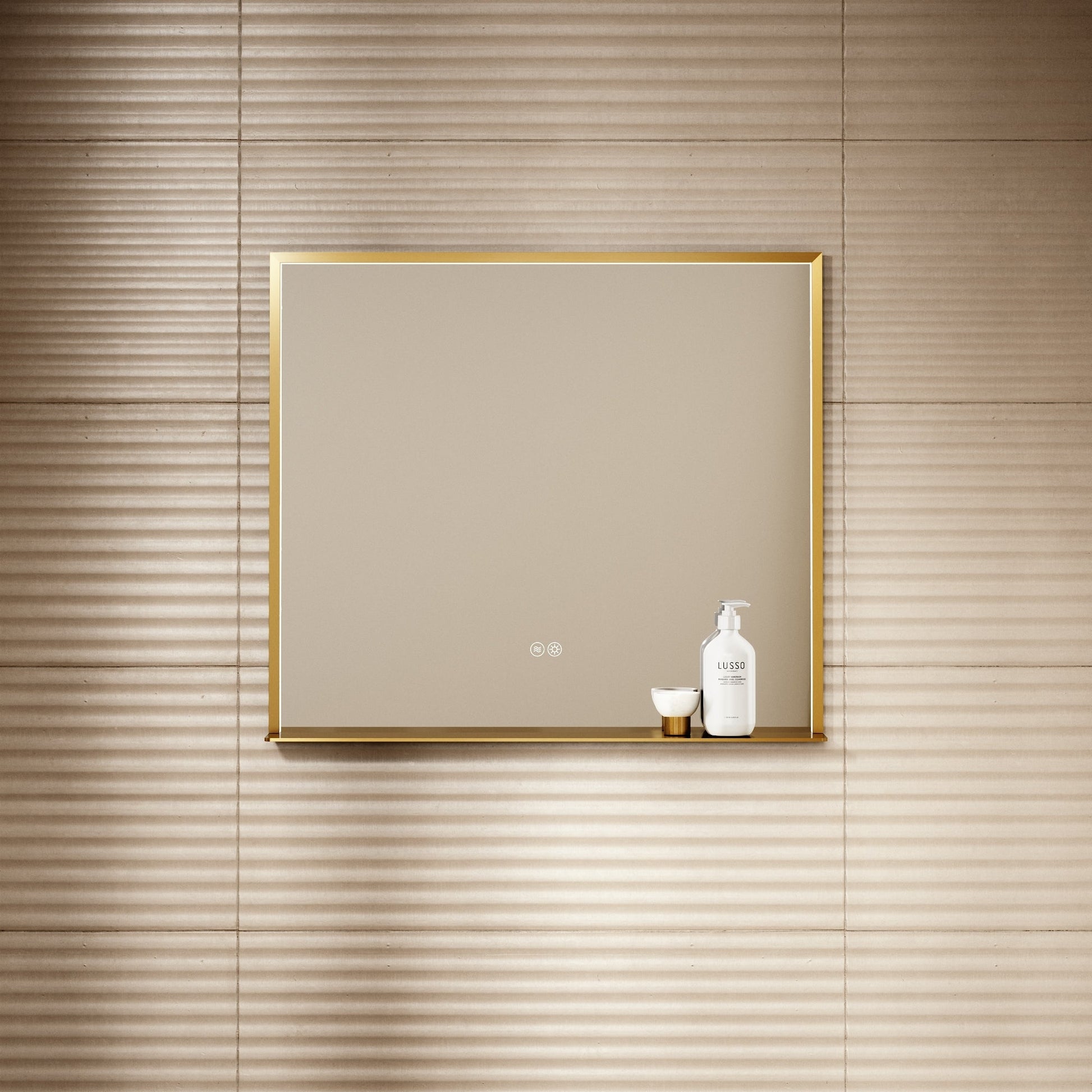 Lumiere Brushed Gold Mirror With Natural White LED light and Demister 800mm