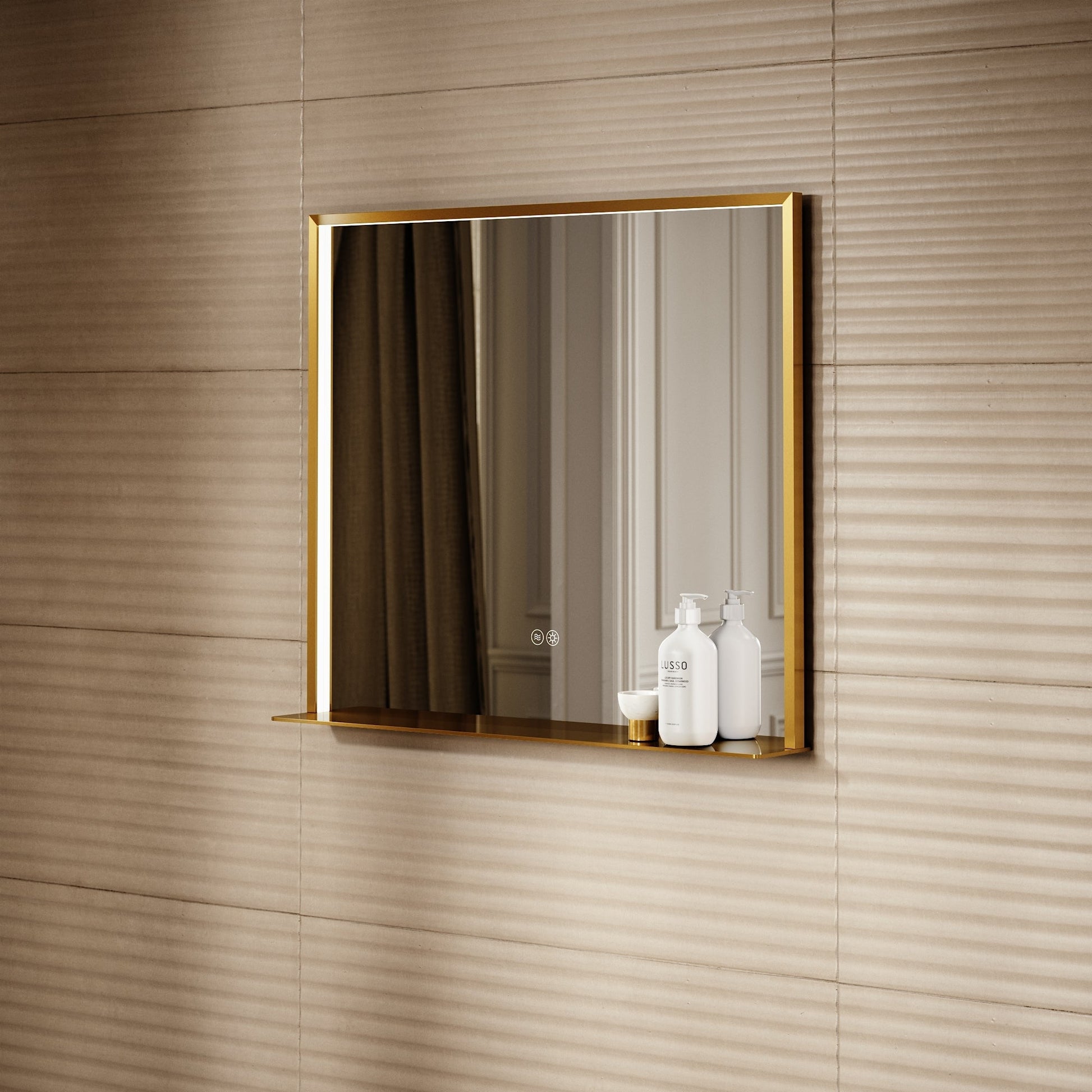 Lumiere Brushed Gold Mirror With Natural White LED light and Demister 800mm