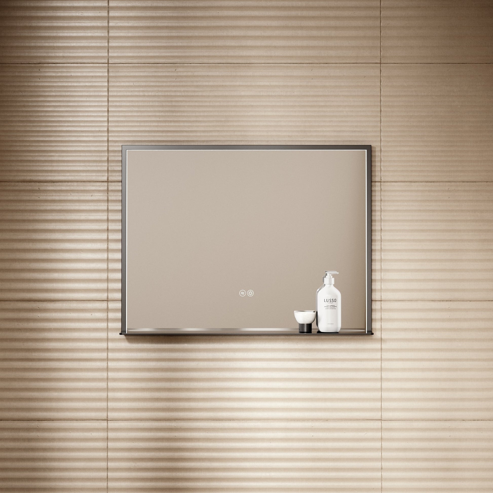 Lumiere Matte Black Mirror With Natural White LED light and Demister 600mm