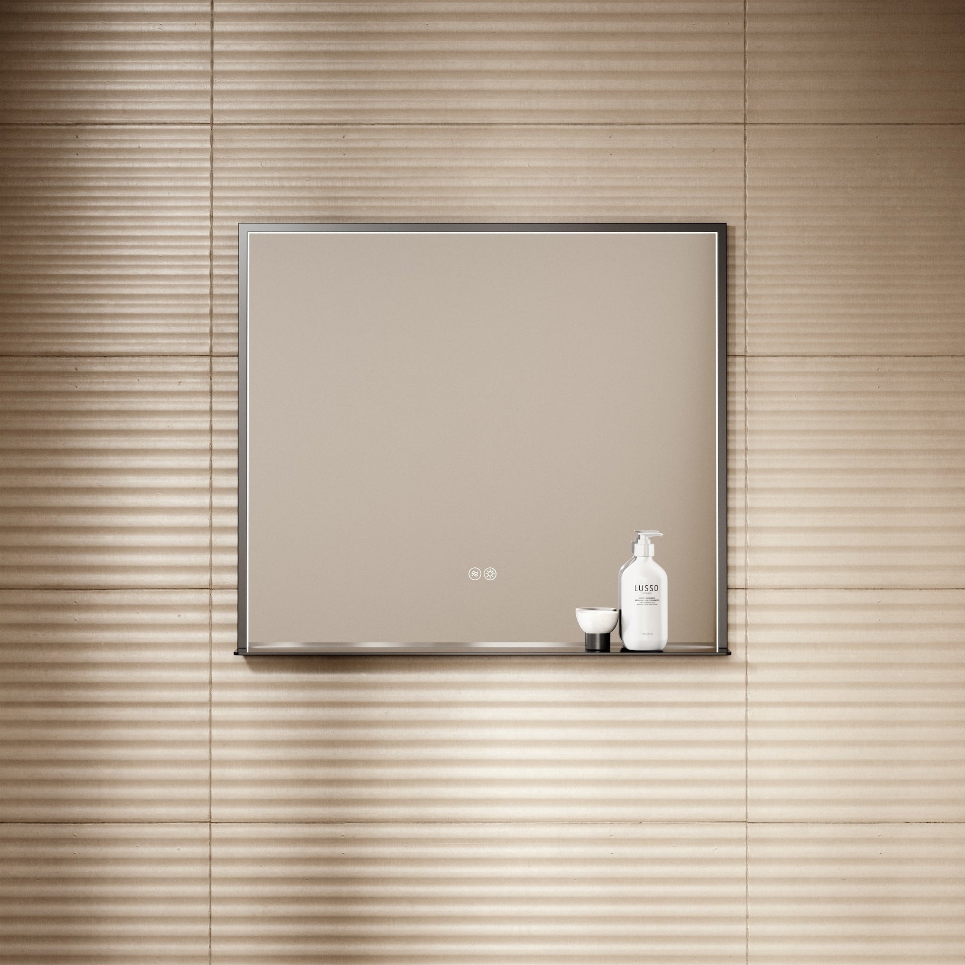 Lumiere Matte Black Mirror With Natural White LED light and Demister 800mm