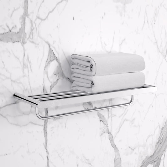 Lusso Chrome Luxe Towel Shelf With Rail 600mm