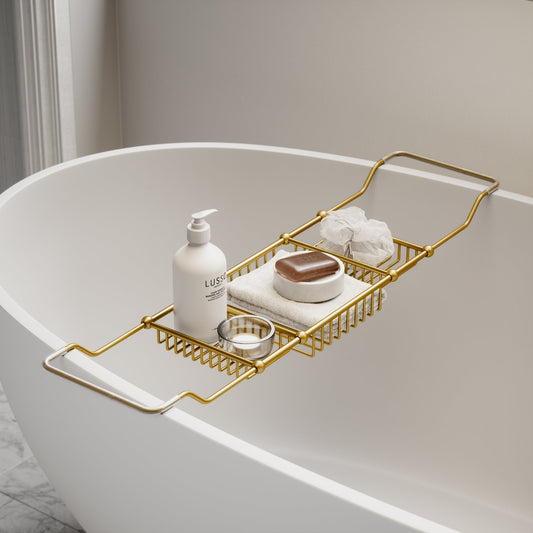 Lusso Decor Brushed Gold Bath Caddy Rack (730-820mm)