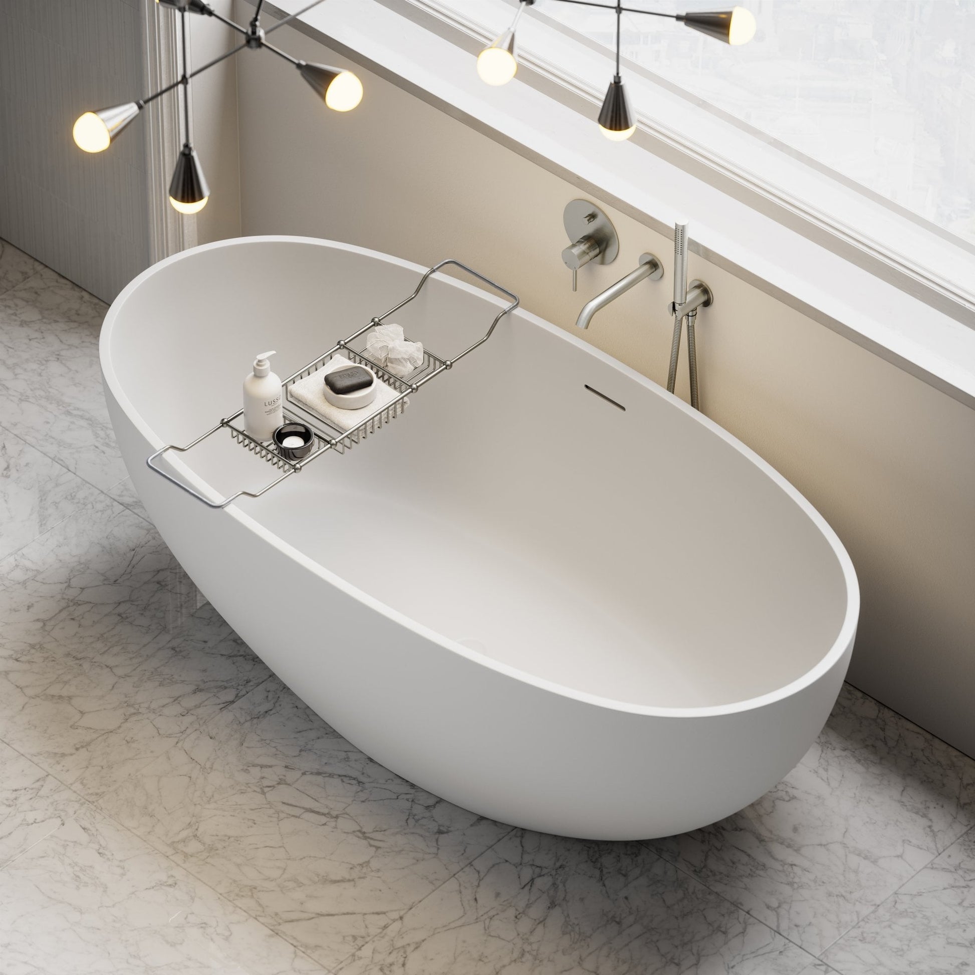 Lusso Decor Brushed Stainless Bath Caddy Rack (730-820mm)