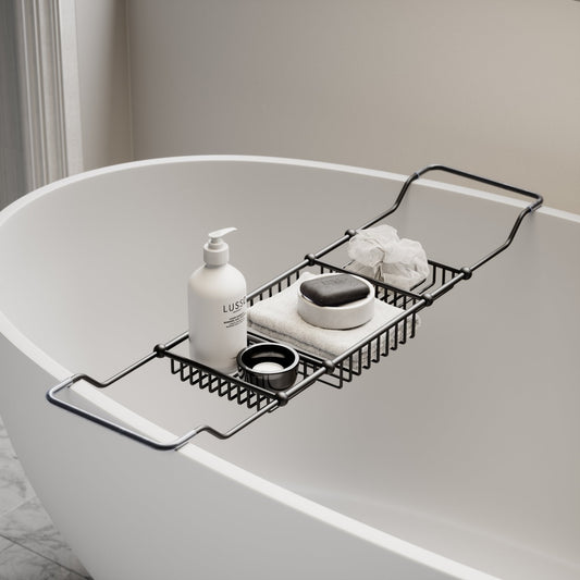 Lusso Decor Matte Black Bath Caddy Rack (730-820mm)