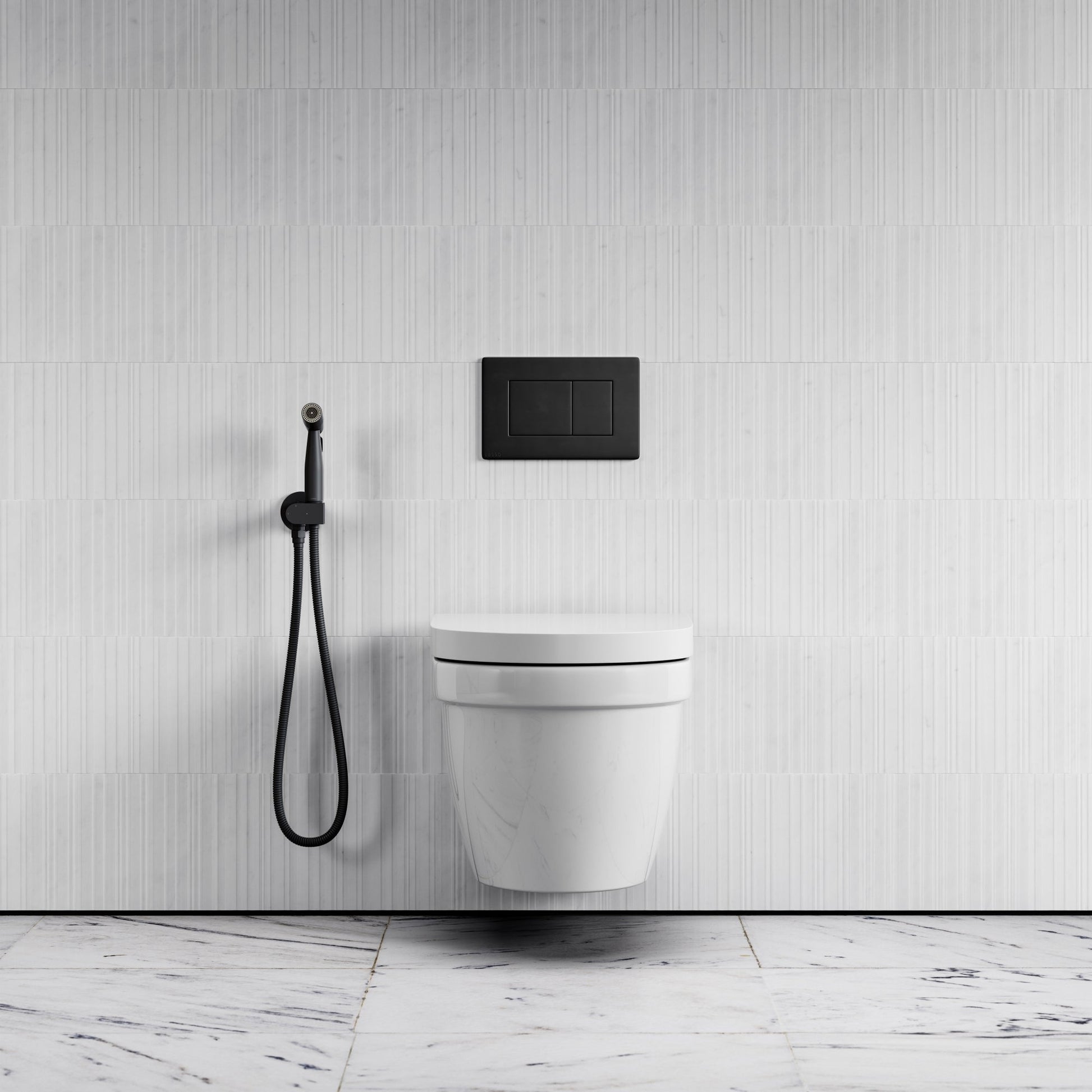 Lusso Matte Black Temperature Control Douche Shower Spray Kit