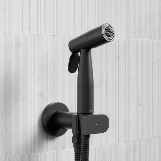 Lusso Matte Black Temperature Control Douche Shower Spray Kit