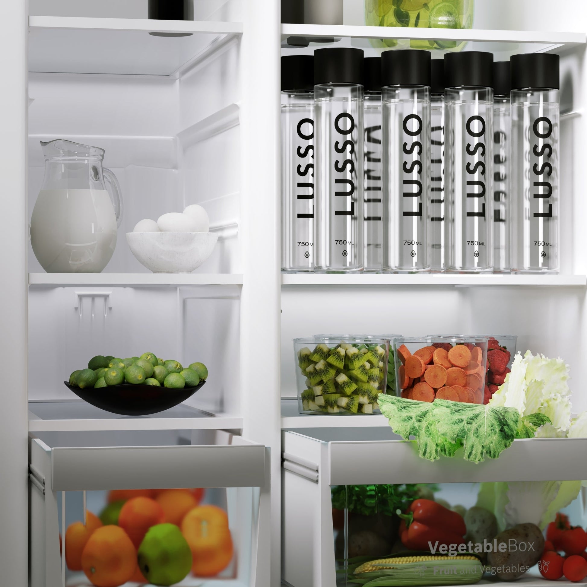 Lusso Refillable Glass Water Bottle x4