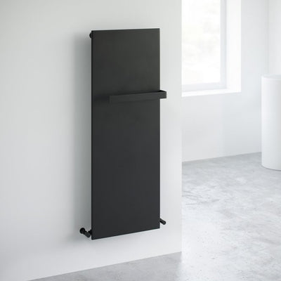 Slimline Flat Panel Radiator With Towel Bar Matte Black 1220mm