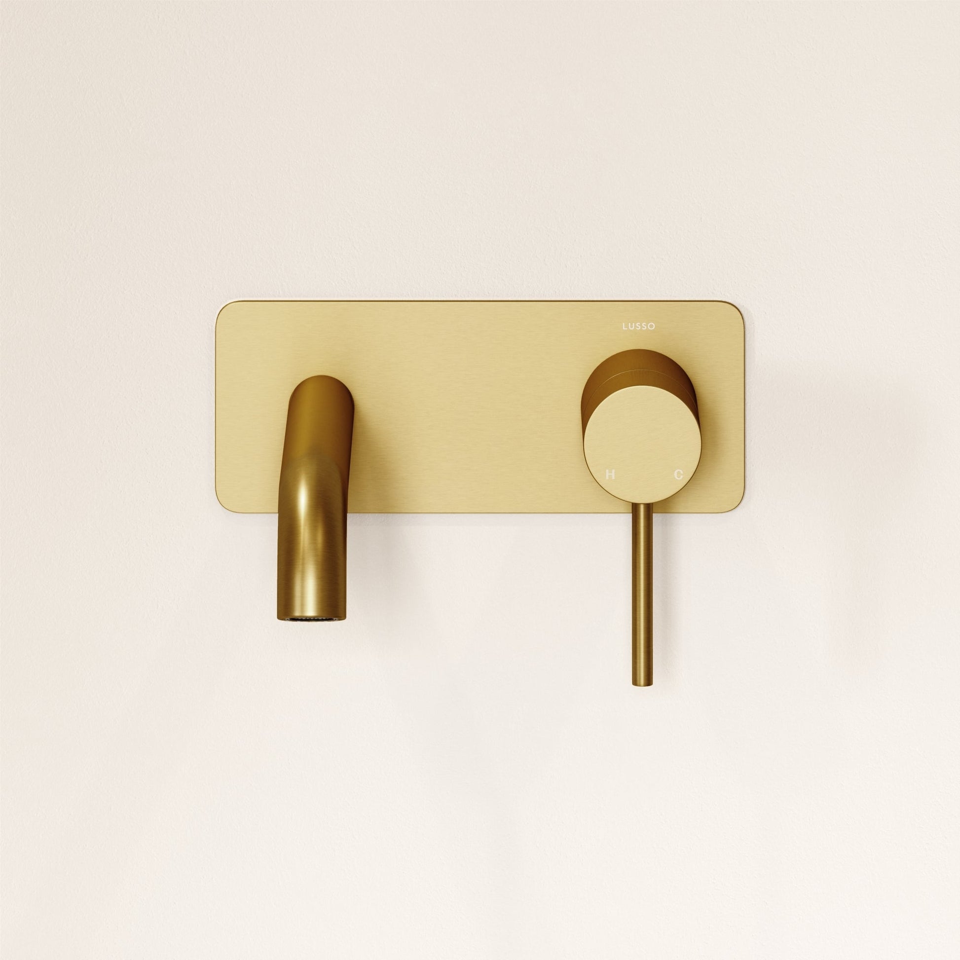 Luxe Brushed Gold Wall Mounted Basin Mixer Tap V2