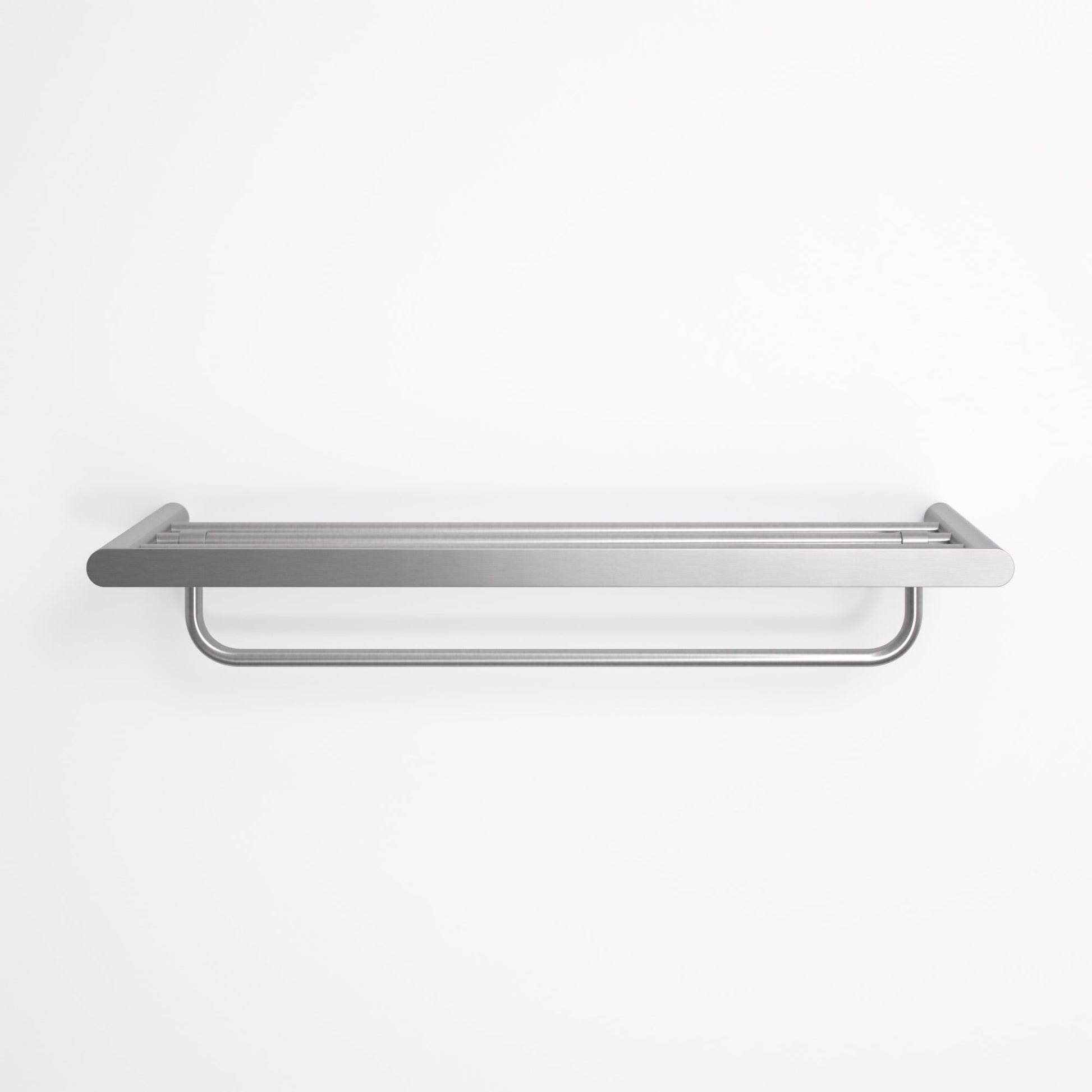Luxe Brushed Stainless Towel Shelf With Rail 600mm