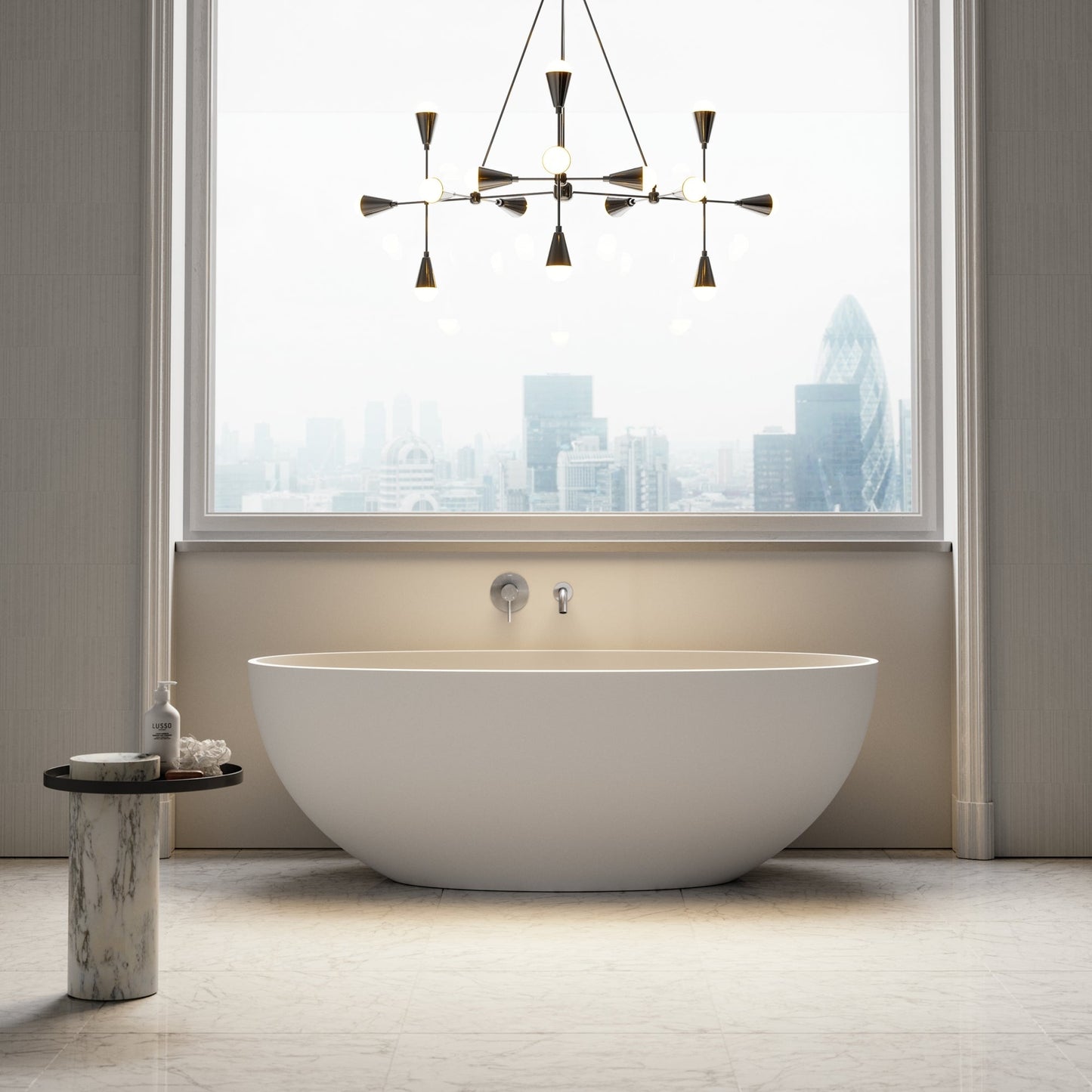 Luxe Brushed Stainless Wall Mounted Bath Mixer Tap