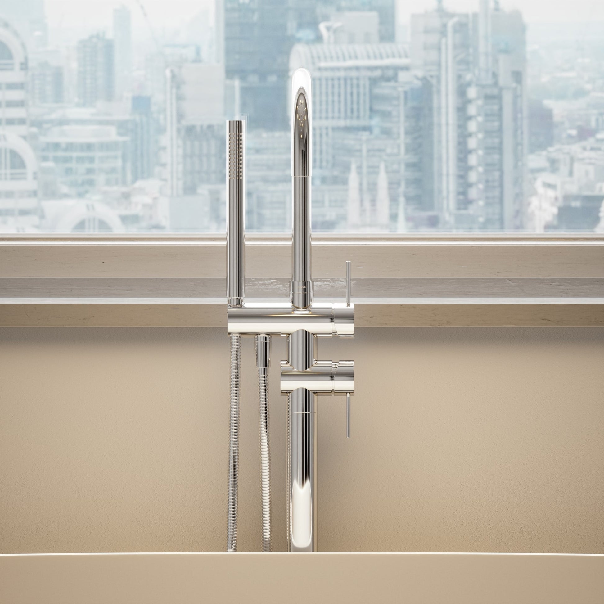 Luxe Chrome Floorstanding Bath Shower Mixer Tap