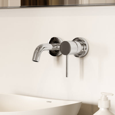 Luxe Chrome Short Projection Wall Mounted Basin Mixer Tap