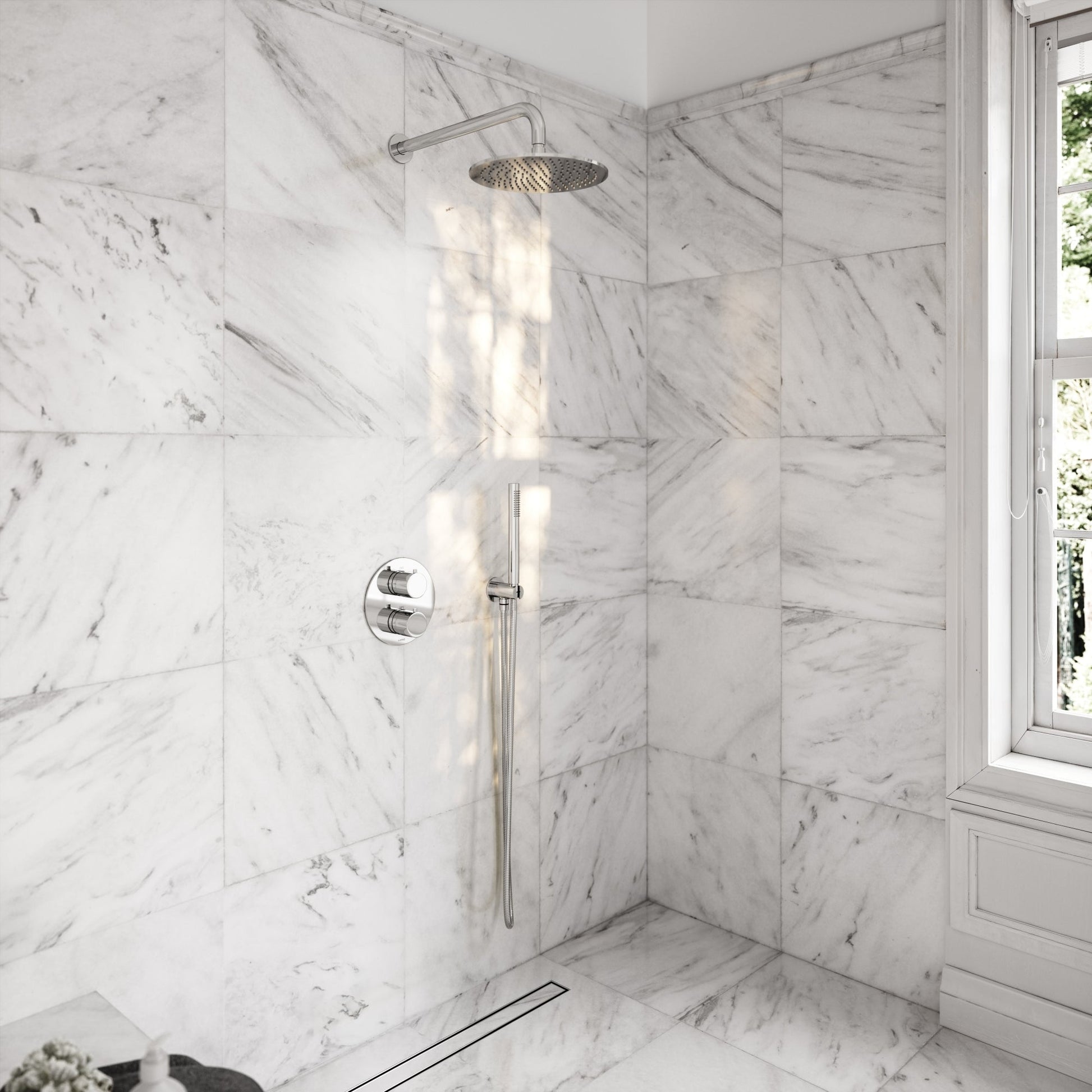 Luxe Chrome Thermostatic Shower with Handheld Shower