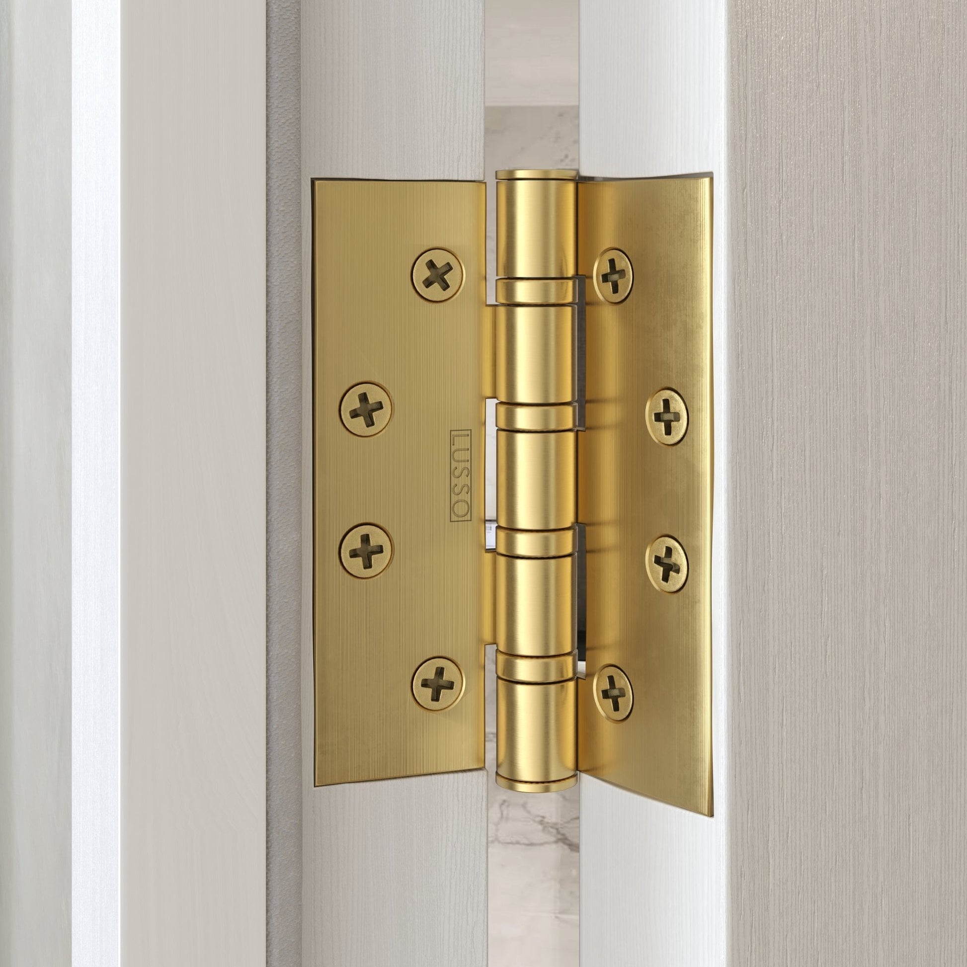 Luxe Knurled Brushed Gold Door Handle and Hinge Bundle