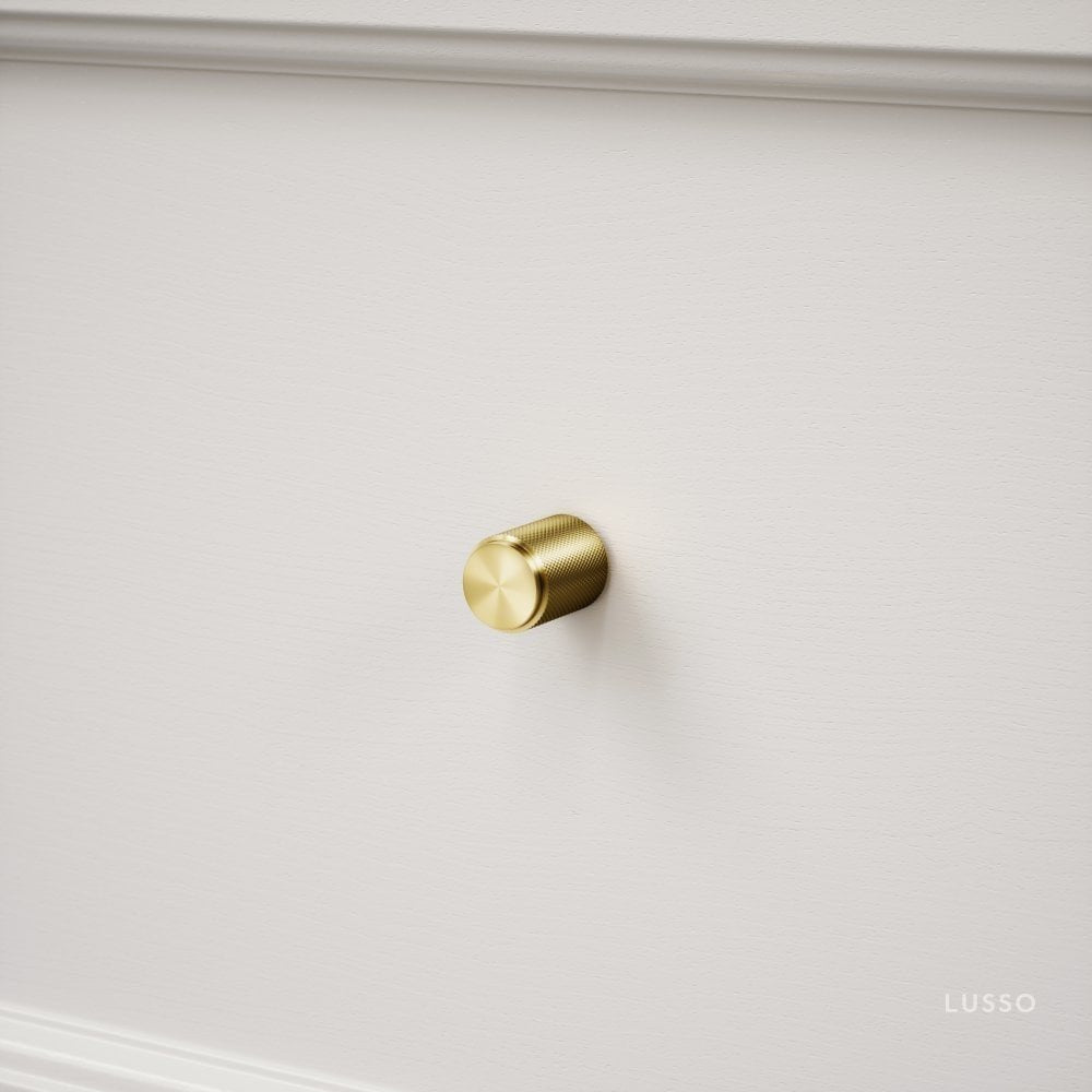 Luxe Knurled Brushed Gold Furniture Knobs