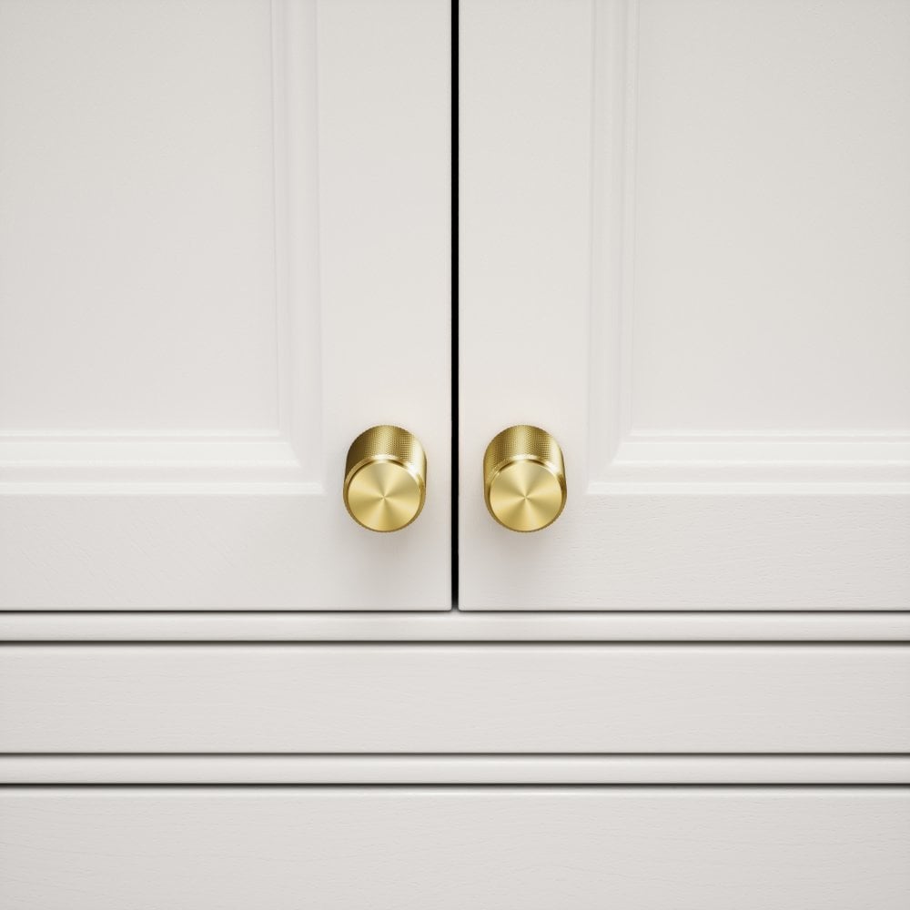 Luxe Knurled Brushed Gold Furniture Knobs